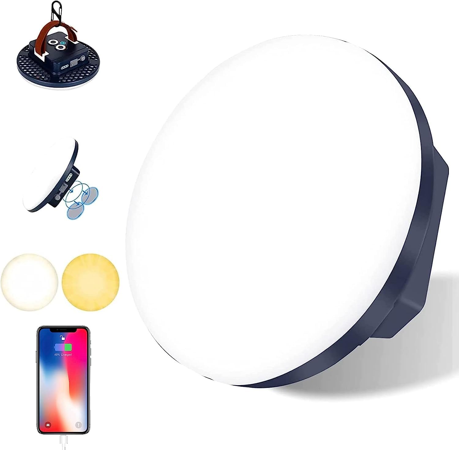 Iodoo 16500Mah 3000Lm 3000K 6000K Flashlight Portable Led Camping Lantern Rechargeable Light 60W With Magnet Waterproof Tent Light Power Failure Emergency Survival Kits For Fathers Day Gift