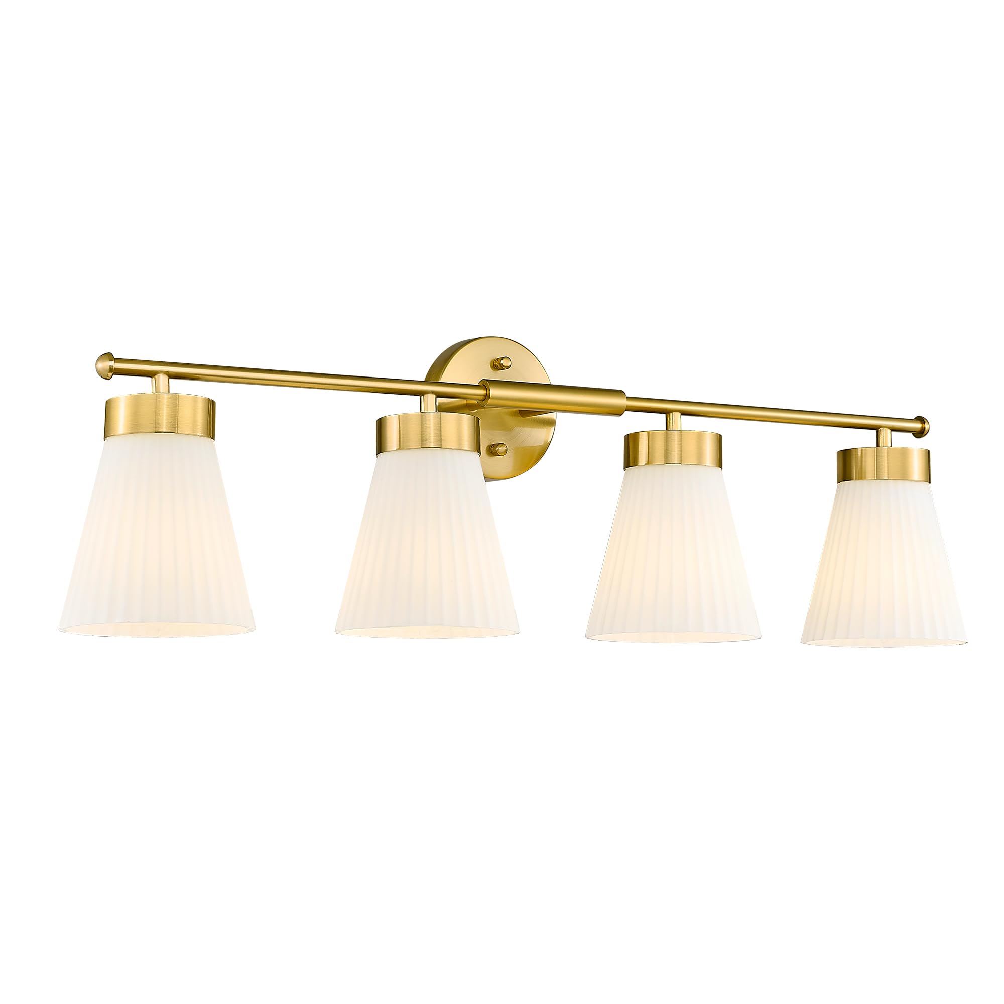 Bathroom Light Fixtures Brushed Gold  Hwh 4 Light Vanity Lights Over Mirror  Modern Wall Lamp Bathroom Lighting With Frosted White Striped Glass  5Hzg97B-4W Bg