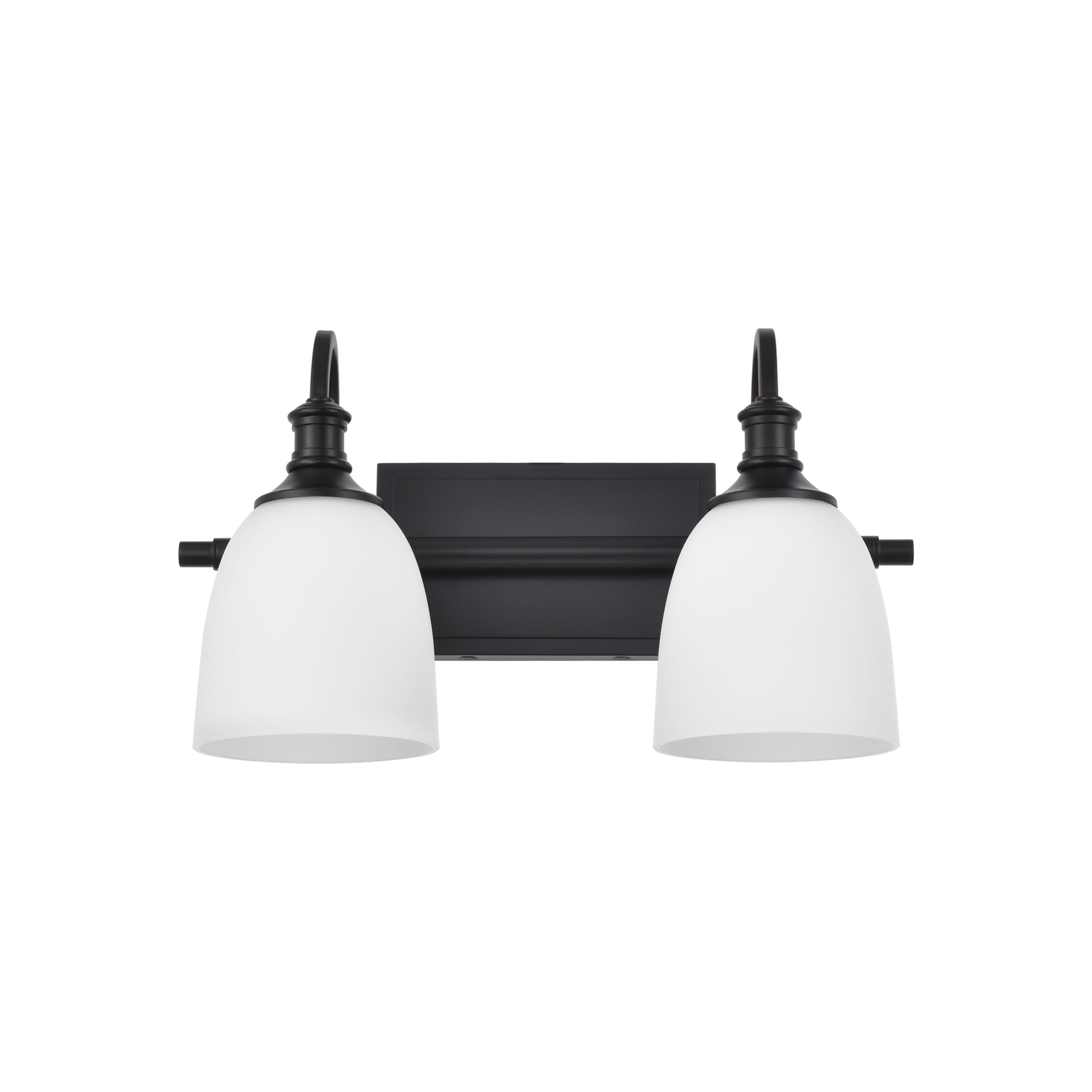 Hanaloa Bathroom Vanity Light Fixtures, Vintage Matte Black 2 Lights Wall Sconce Lighting With Opal Glass Shade, Porch Wall Mount Light Fixture For Bathroom, Mirror Cabinets Hallway Stairs
