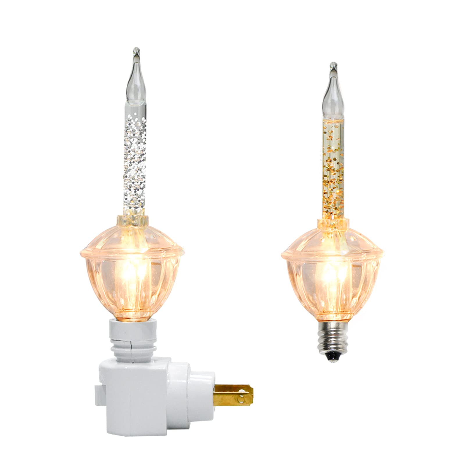 Abeja 1 Pack Silver Bubble Light Night Lights for Christmas Decor with 2 Vintage Bubble Light Bulbs(1 Spare) 5w Incandescent Bul