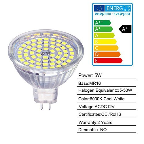 OTTOSEA MR16 LED Bulbs, GU5.3, 5W (50W Equivalent), Daylight White 6000K, 120° Beam Angle, Pack of 6