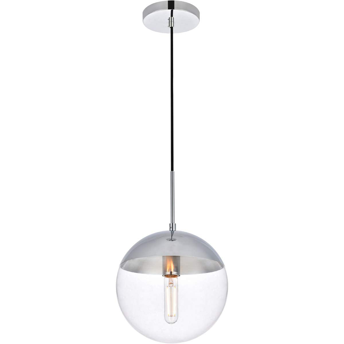 Living District Eclipse 1 Light Chrome Pendant with Clear Glass