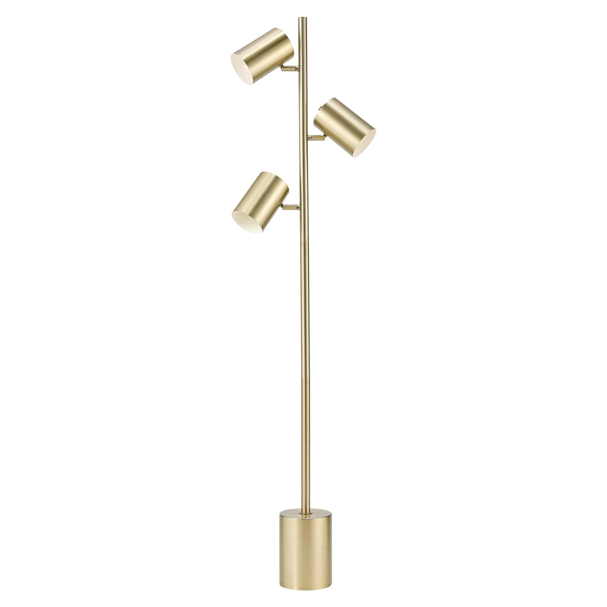 Globe Electric 67604 Pratt 63 3-Light Floor Lamp, Matte Soft Gold, Large Weighted Base, Individual Rotary On/Off Switches on Sha