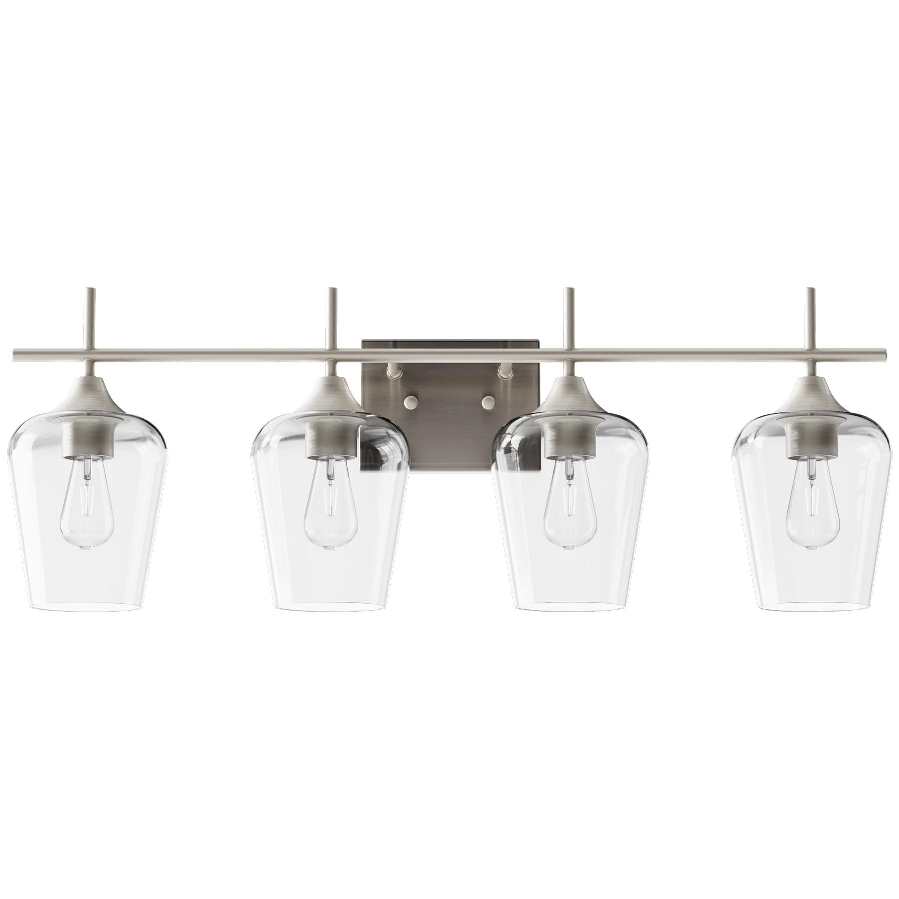 VONLUCE 4-Light Bathroom Vanity Light Fixture, Modern Brushed Nickel Wall Lamp with Clear Glass, Model HCF2804NI