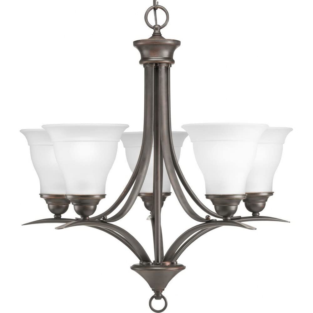 Trinity Collection 5-Light Etched Glass Traditional Chandelier Light Antique Bronze