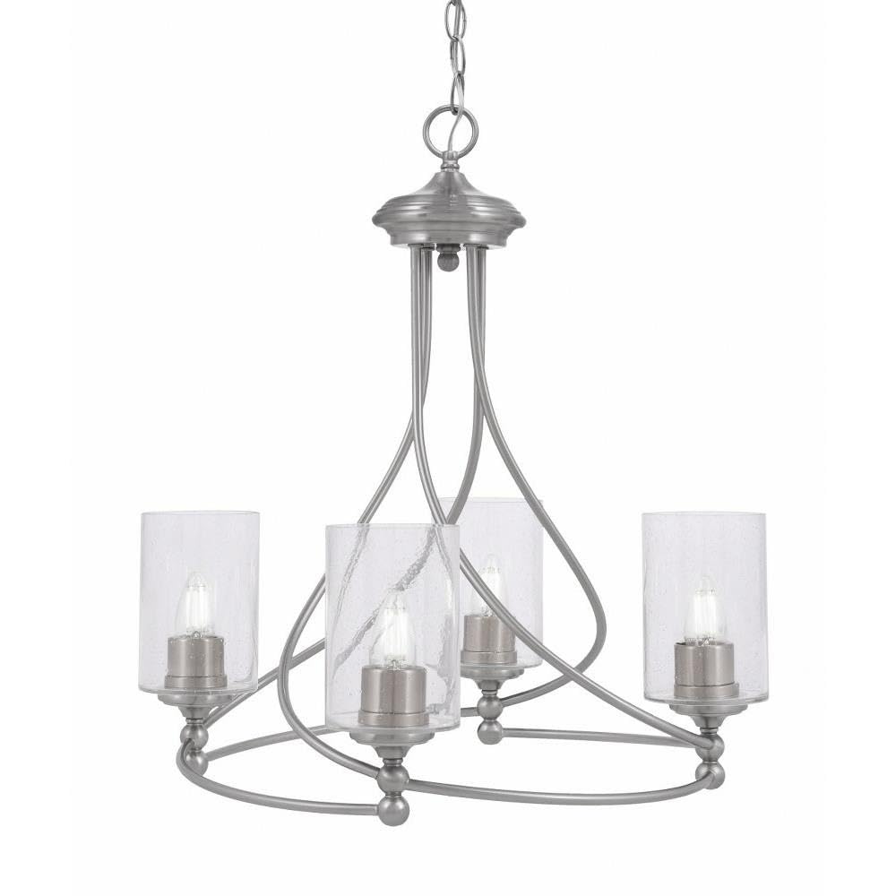 Toltec Lighting 904-BN-300 Capri - 4 Light Uplight Chandelier-22.75 Inches Tall and 20.75 Inches Wide, Finish Color: Brushed Nickel, Glass Color: Clear Bubble