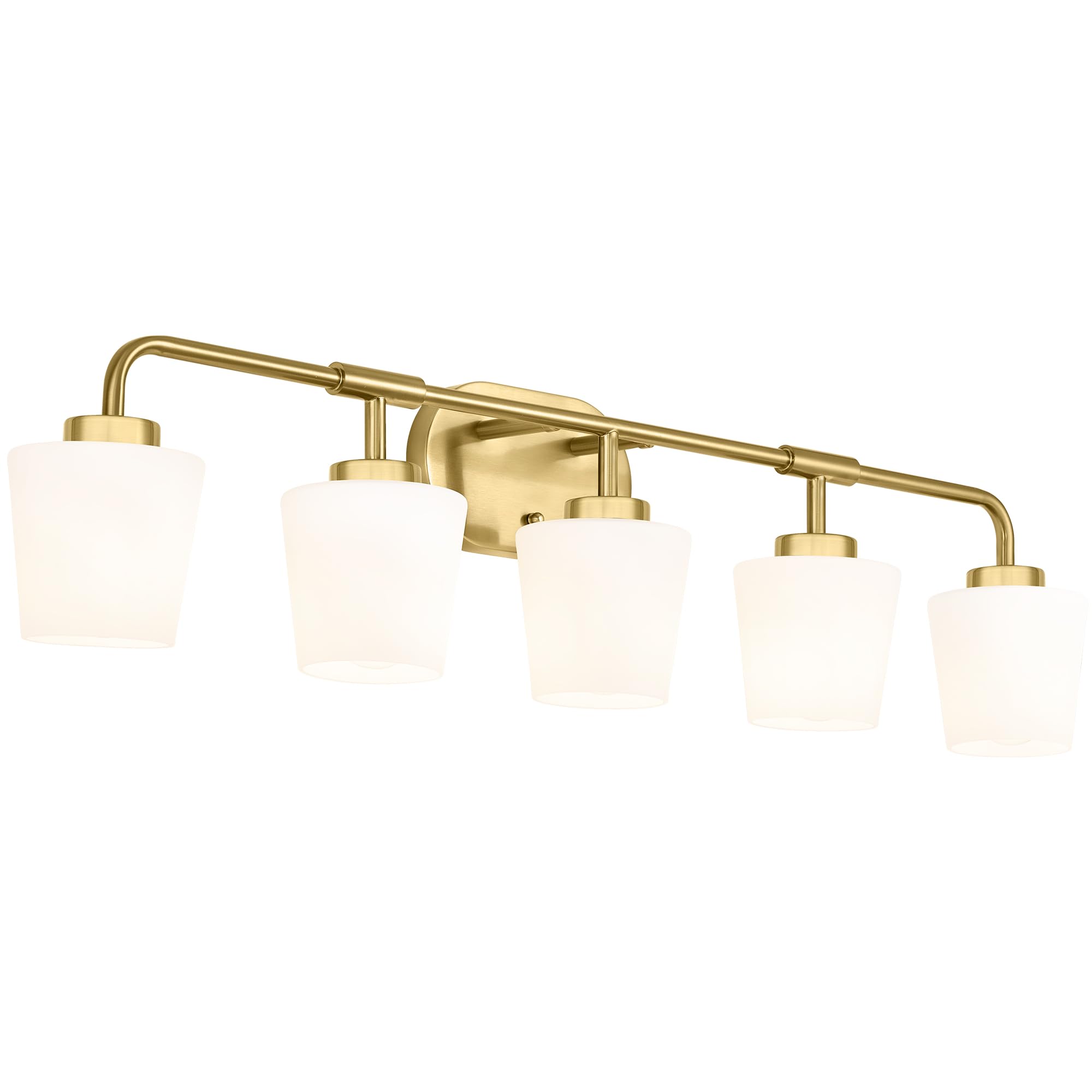 Audickic 5-Light Bathroom Light Fixtures, Brushed Gold Vanity Lighting with Milk White Glass, Model AD-22004-5W-GD