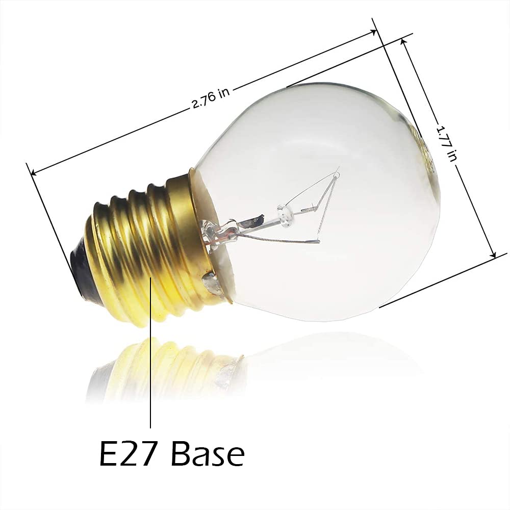 Jslinter 40W High Temp Oven Light Bulb - Clear Glass, E26/E27 Base, 415 Lumens, 4-Pack, White