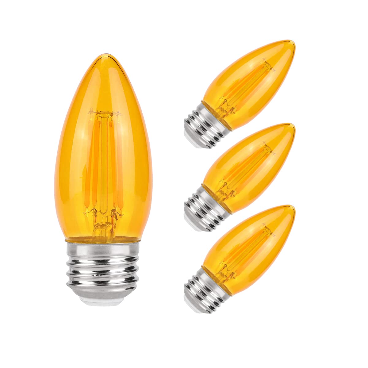 Kinur E26 Small Dim Amber Led Edison Light Bulbs, Candelabra Bulb 2000K 4 Watt-40 Watt Light Bulbs Equivalent, Low Watt Soft War