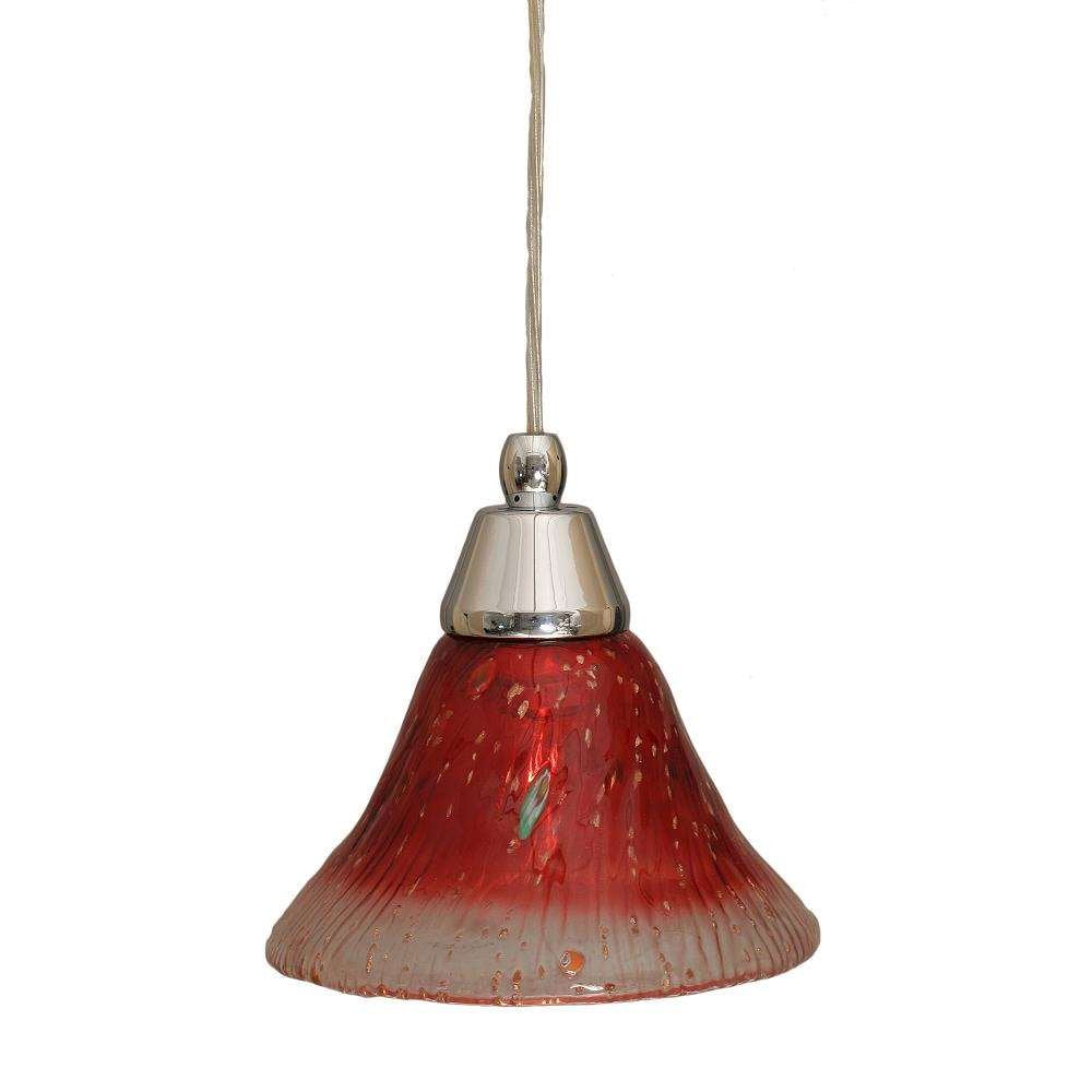 Toltec Lighting 22-Ch-756 Cord Mini Pendant With 7&quot; Raspberry Crystal Glass, Chrome Finish