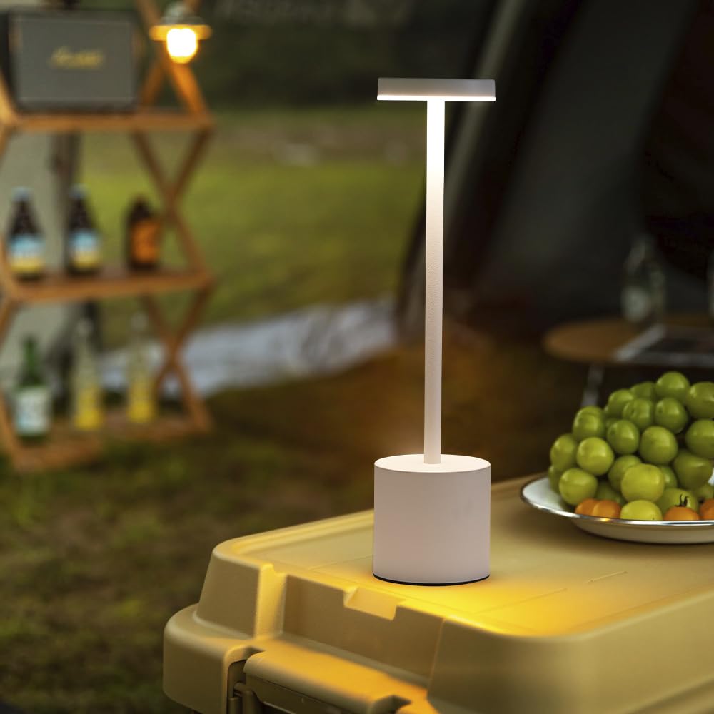 2 Pack Led Cordless Table Lamp, Portable 5000Mah Rechargeable Table Lamp, Touch Control Outdoor Table Lamp, 3 Color Dimmable Cor