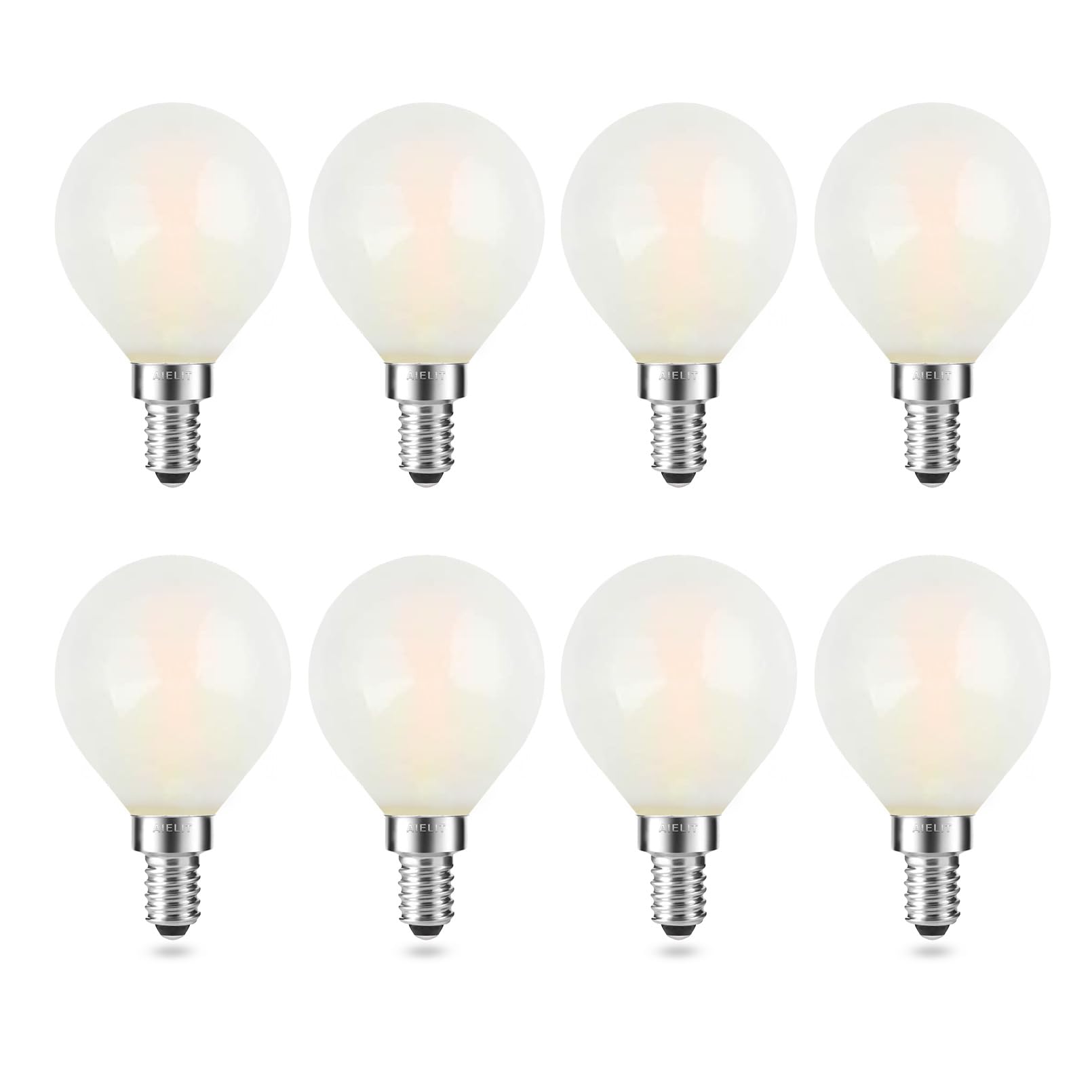 AIELIT Frosted E12 LED Light Bulbs 25-Watt Equivalent, Warm White 2700K, 2W G15/G50 Globe LED Bulb for Beside Lamp Ceiling Fan P