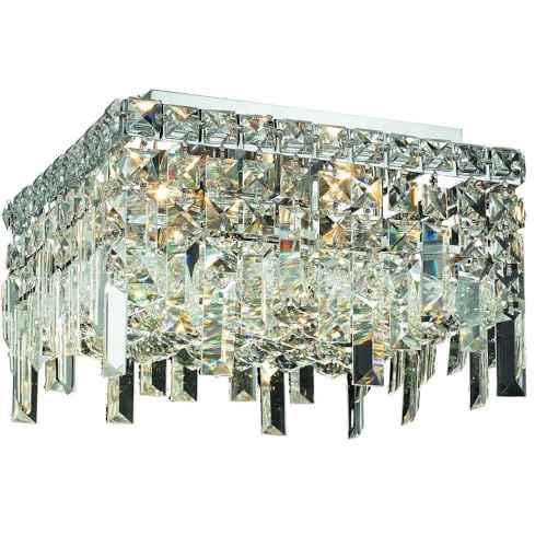 Elegant Lighting 2033F14C/RC 5-Light Flush Mount Chandelier Chrome Finish Clear Crystal