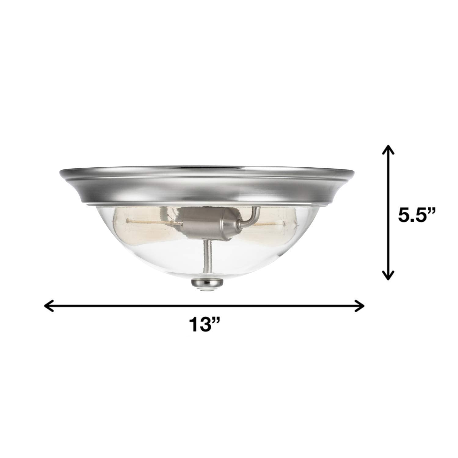Prominence Home Madalyn 13&quot; Brushed Nickel Flush Mount Clear Glass Bowl Light Fixture