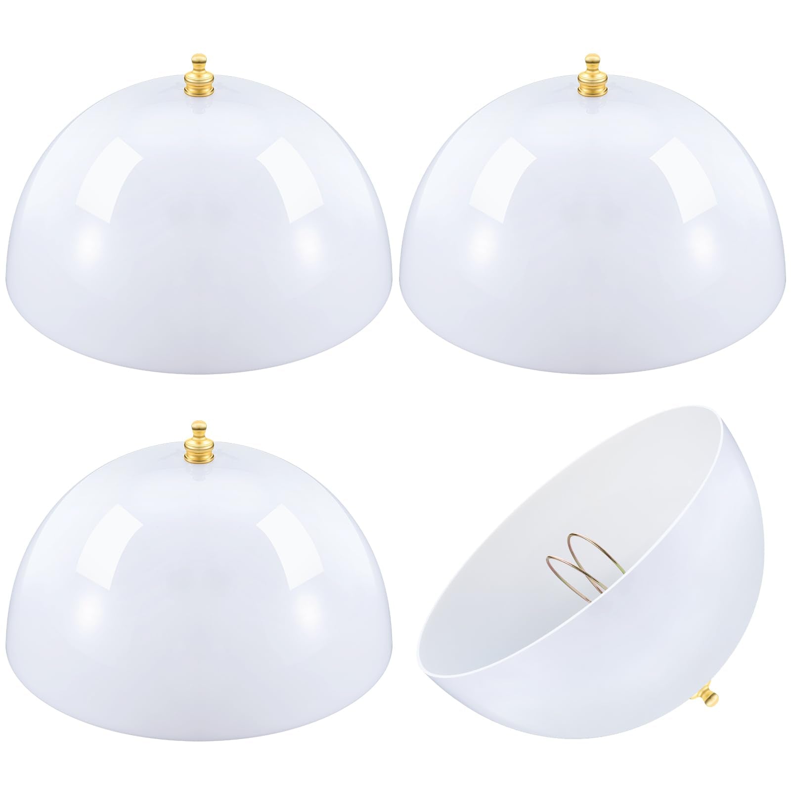 Marsui 4 Pcs Clip on Dome Lamp Shade for A-type Bulb, 7 5/8 Diameter x 4 1/10 Height Ceiling Shade, Soft Glow Easy Clean Light C