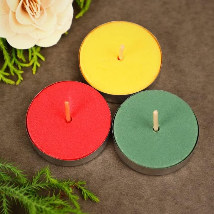 AuraDecor White Tealight Candle, Smokeless No Residue Burn Upto 3 Hour, Unscented T Light Candle for Home Decor (Pack of 50 (Mul