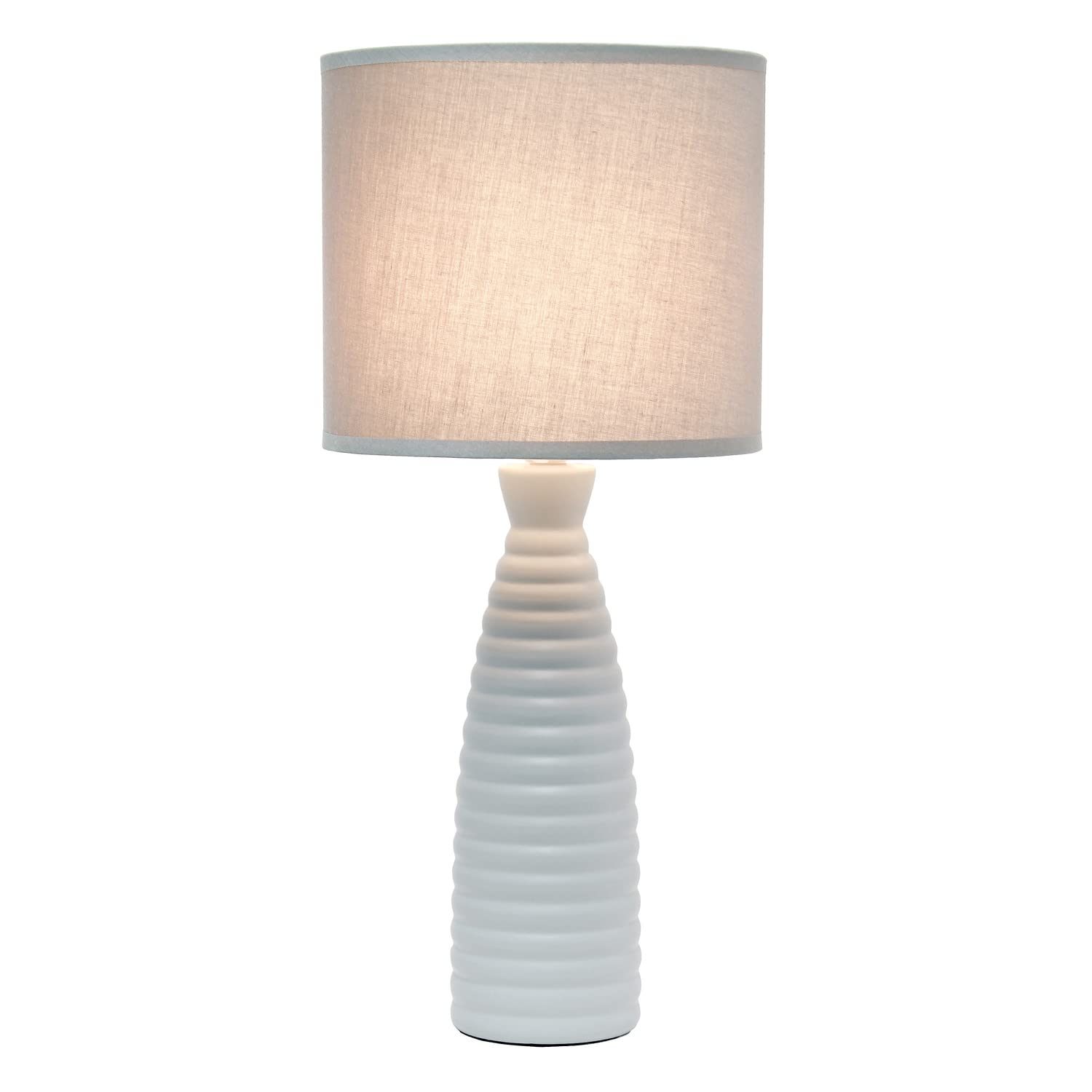Simple Designs LT2076-GRY Ceramic Ribbed Bottle Table Lamp, Gray, Pack of 1