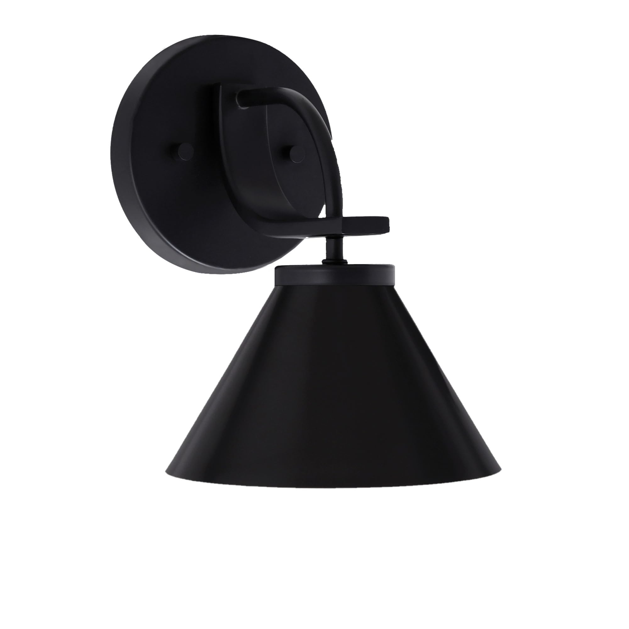 Cavella 1 Light Wall Sconce Shown In Matte Black Finish With 7" Matte Black Cone Metal Shade