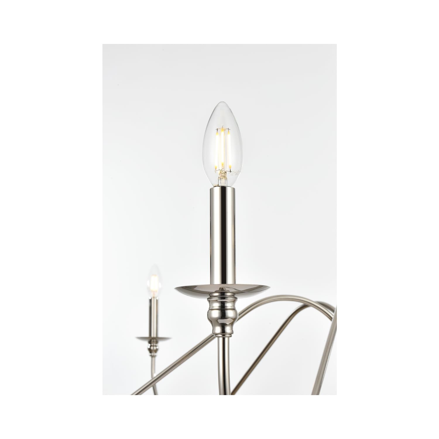 Living District 54&quot; 6-Light Metal Chandelier In Polished Nickel - Modern Lighting Fixture