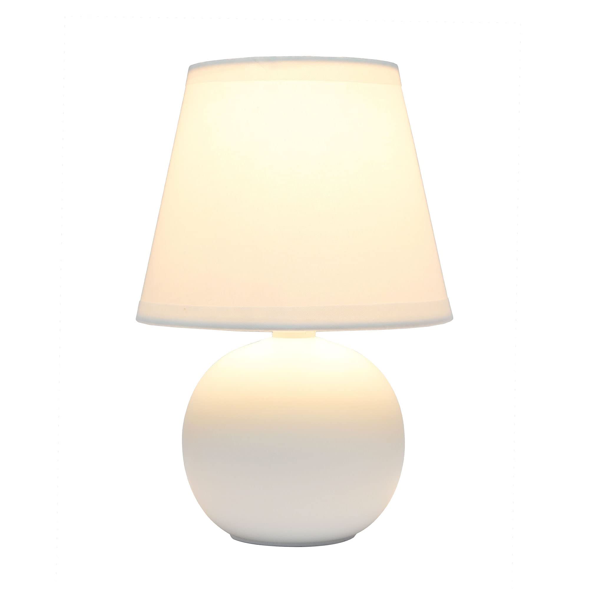 Creekwood Home Off-White Ceramic Orb Base Bedside Table Lamp With Drum Shade, 8.66"