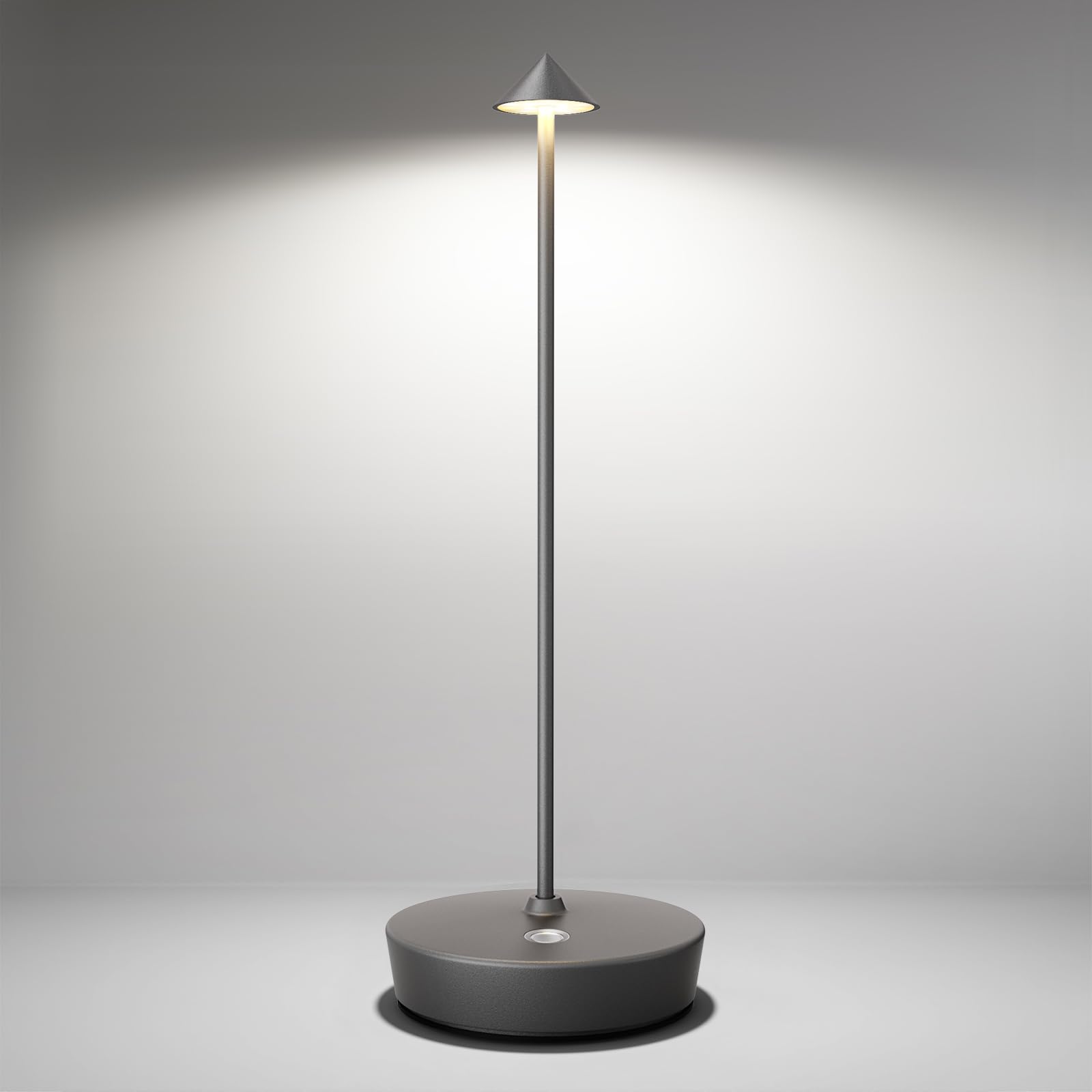 SHANGCAI Cordless LED Table Lamp, 6000mAh Rechargeable, Waterproof, Touch Dimmable, Gray, Model X12