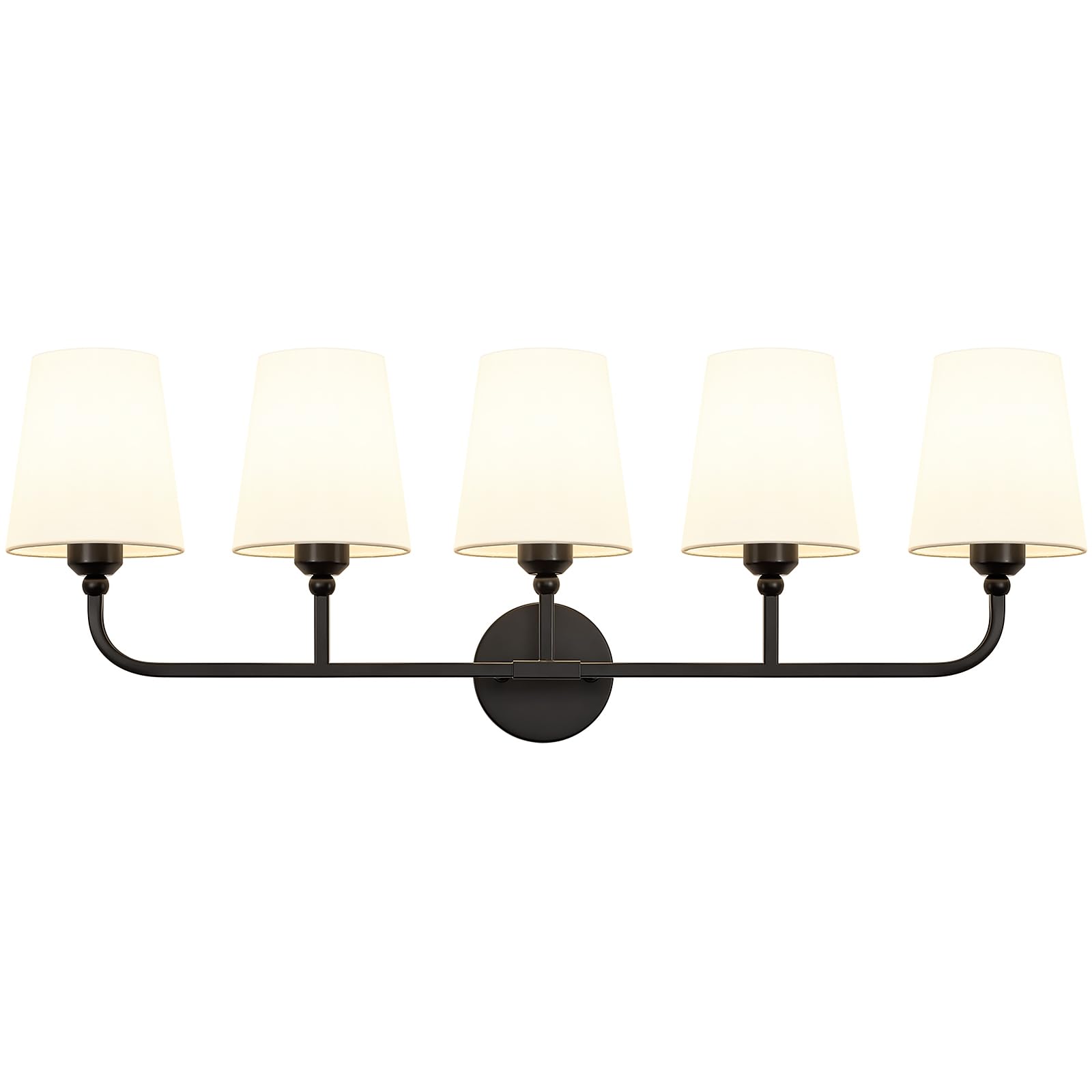 Kvhiiw Bathroom Vanity Light, Matte Black Bathroom Light Fixtures, 5-Light Lighting Fixtures Over Mirror, Modern Wall Sconce wit