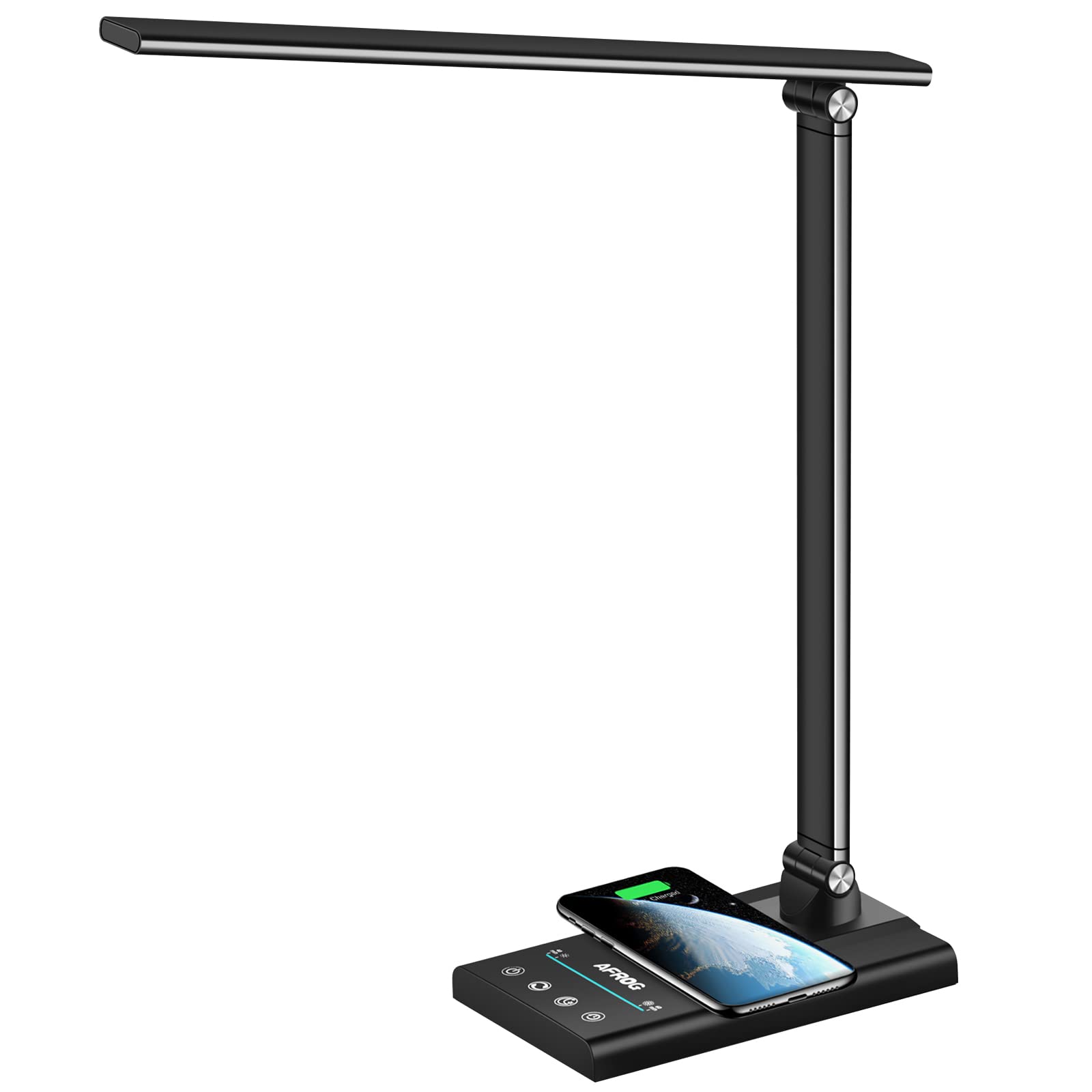 Afrog 5Th Gen Multifunctional Led Desk Lamp With 10W Fast Wireless Charger, Usb Charging Port,1800Lux Super Bright,5 Lighting Mo