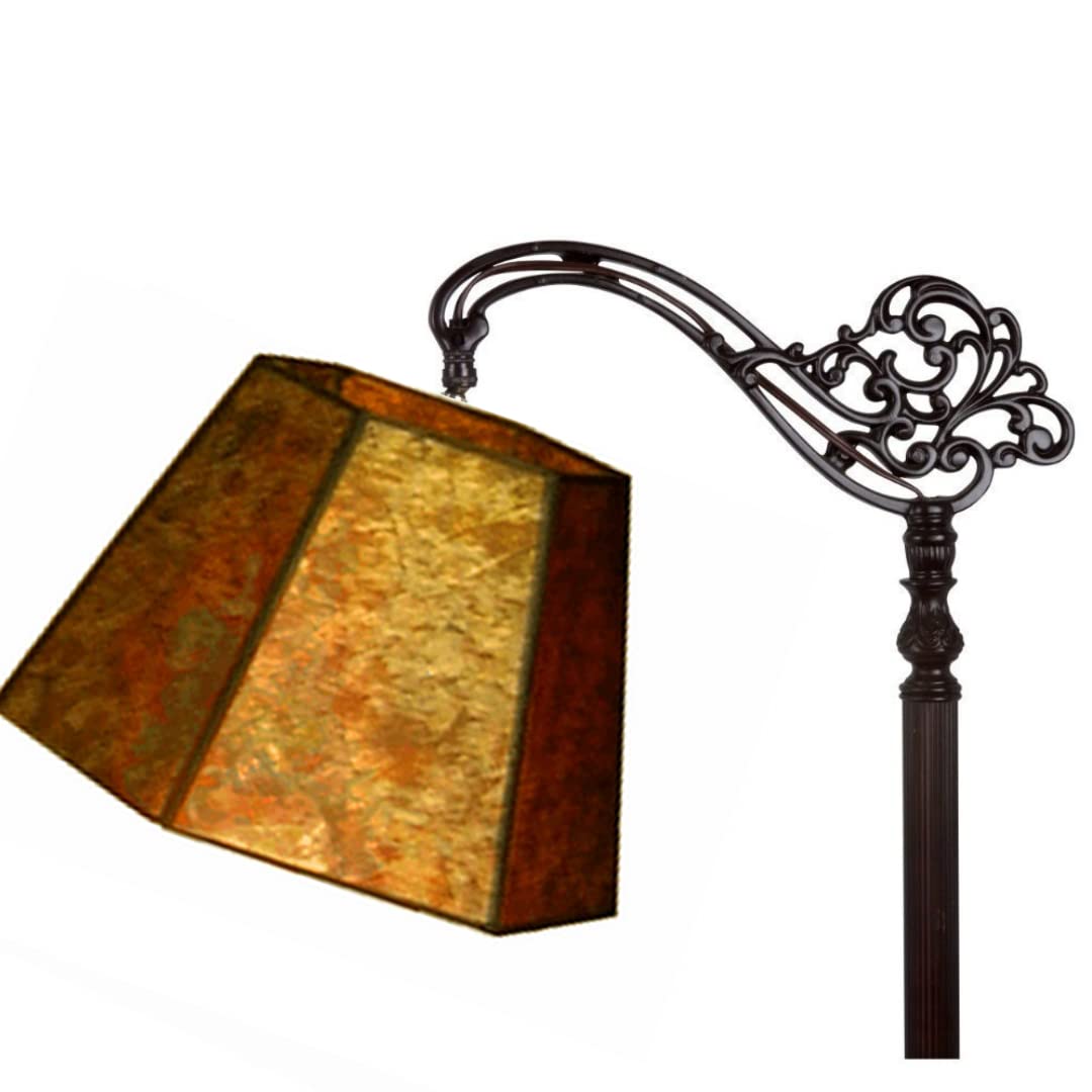 Upgradelights 12 Inch Uno Down Bridge Mica Lamp Shade Replacement, Amber, Porcelain & Metal, Model 12micauno