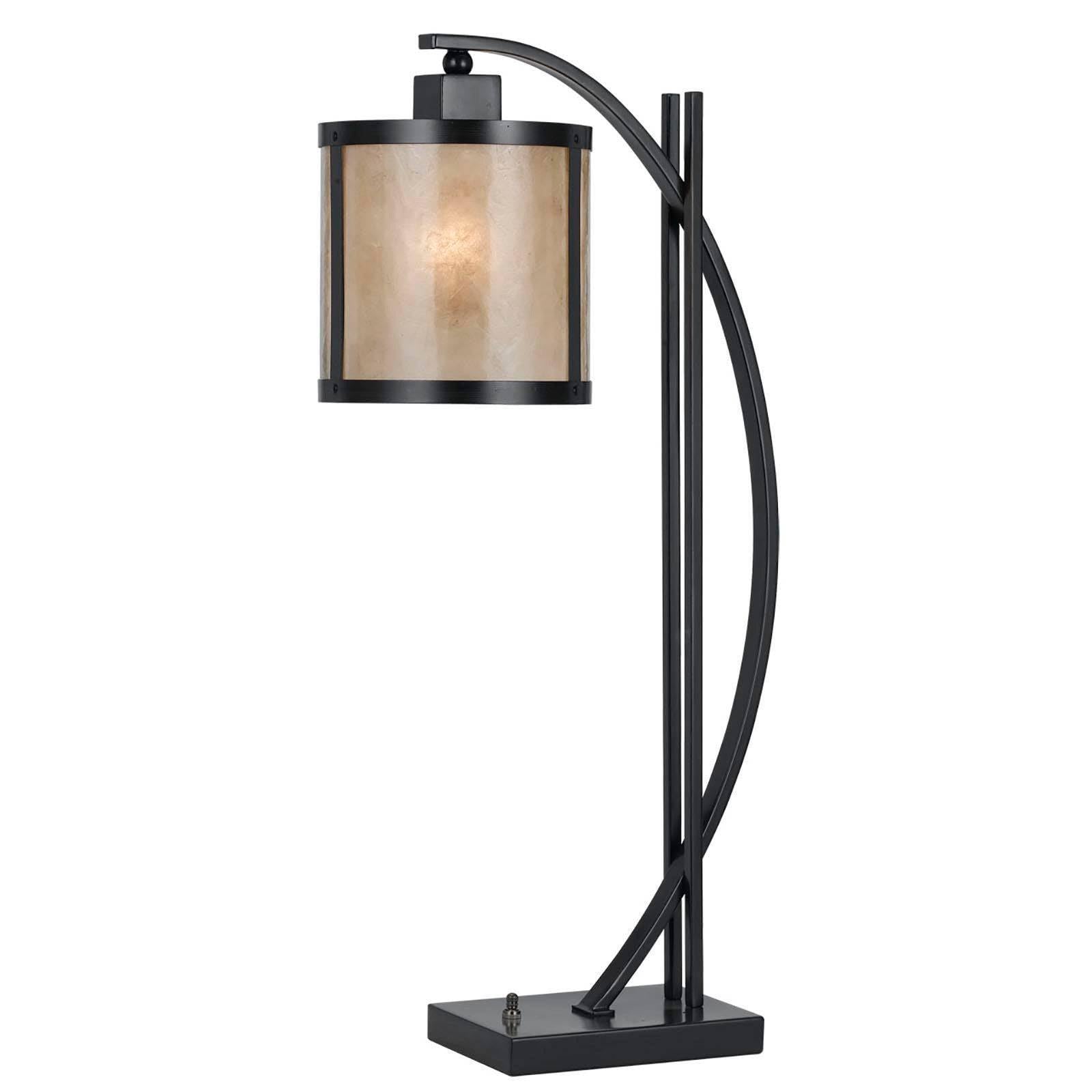 HomeRoots Metal Table Lamp with Drum Shade 26 in. Charcoal & White Model 524689