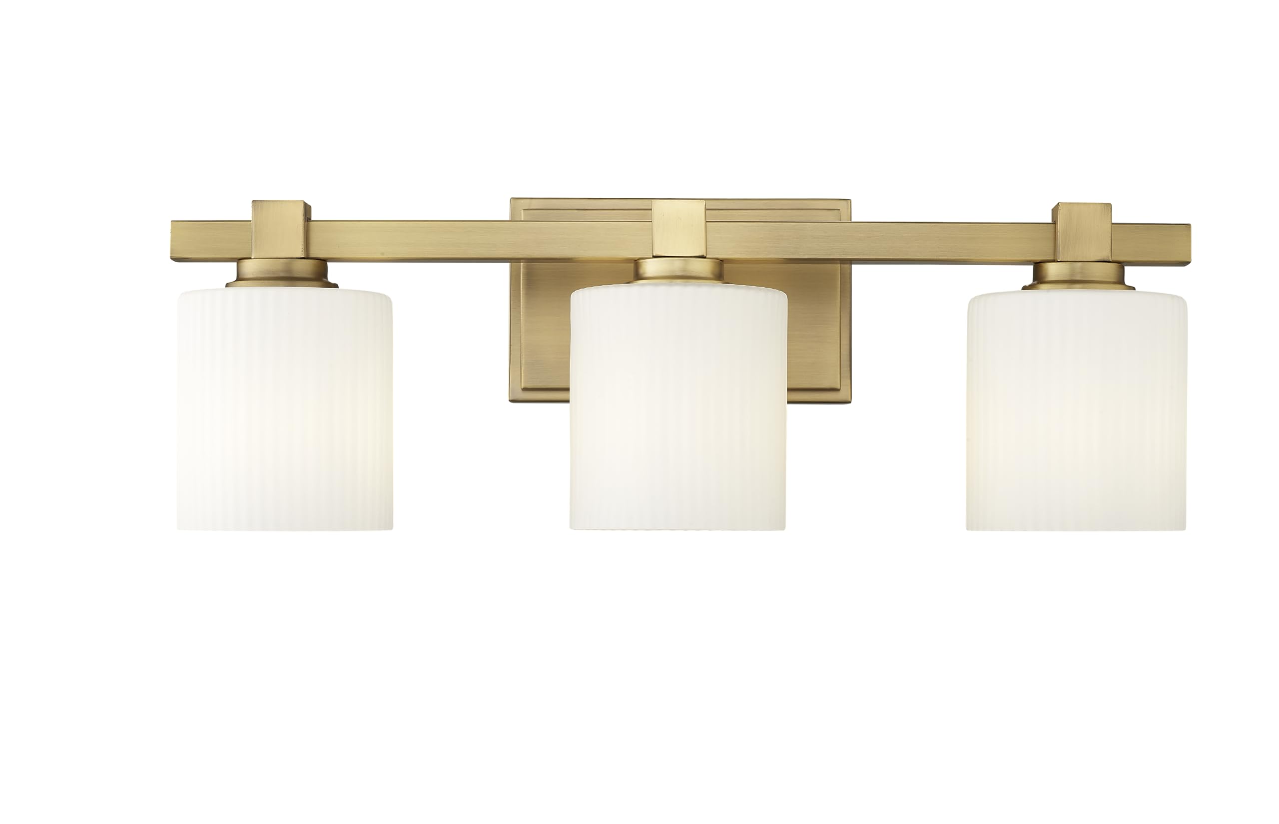ML Lighting | 23103-VB | Indoor 3 Light Vanity in Vintage Brass with Opal Ribbed Glass Shade | Elegant and Versatile Design for 