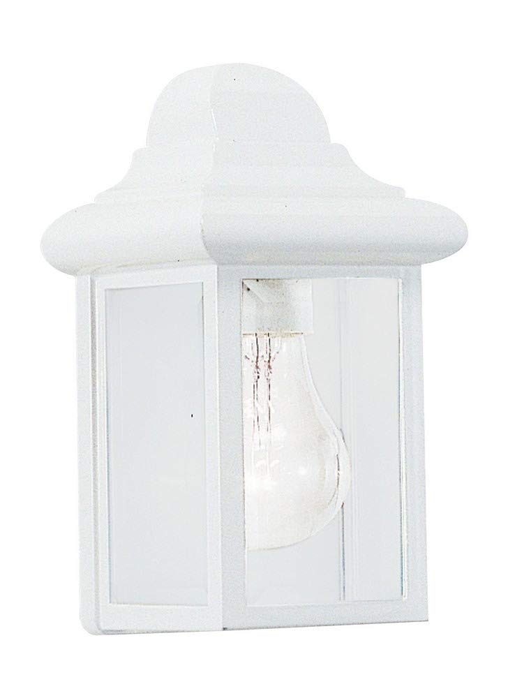 Sea Gull Lighting 8588-15 Mullberry Hill One-Light Outdoor Wall Lantern With Clear Beveled Glass Panels, White Finish