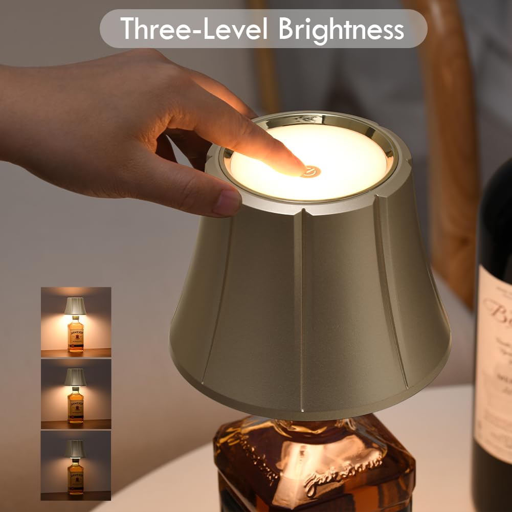 WILIT Wireless Bottle Lamp Shade, Touch Lamp for Home Bar, Modern Design, 1pc-Matt Gold, Made of Acrylonitrile Butadiene Styrene