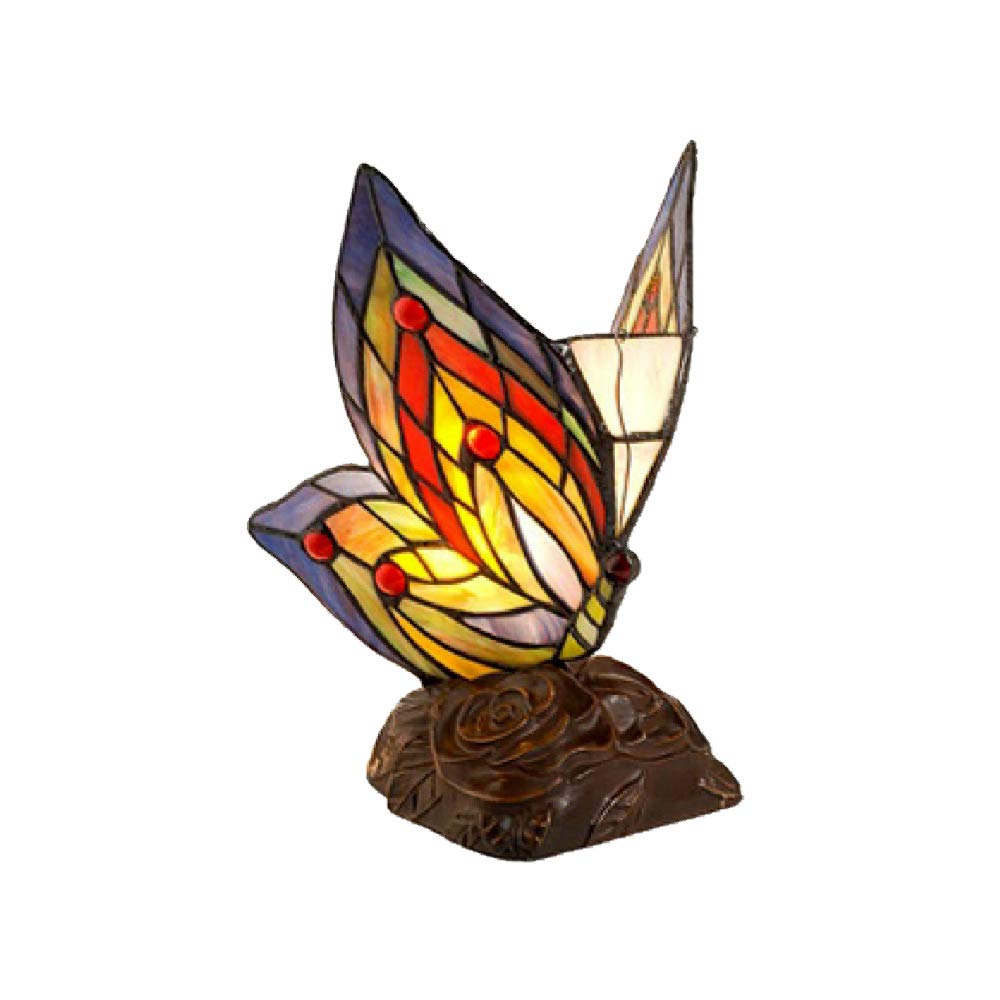 Warehouse of Tiffany TN09218/D213 Tiffany Style Yellow Butterfly Accent Lamp, Brown