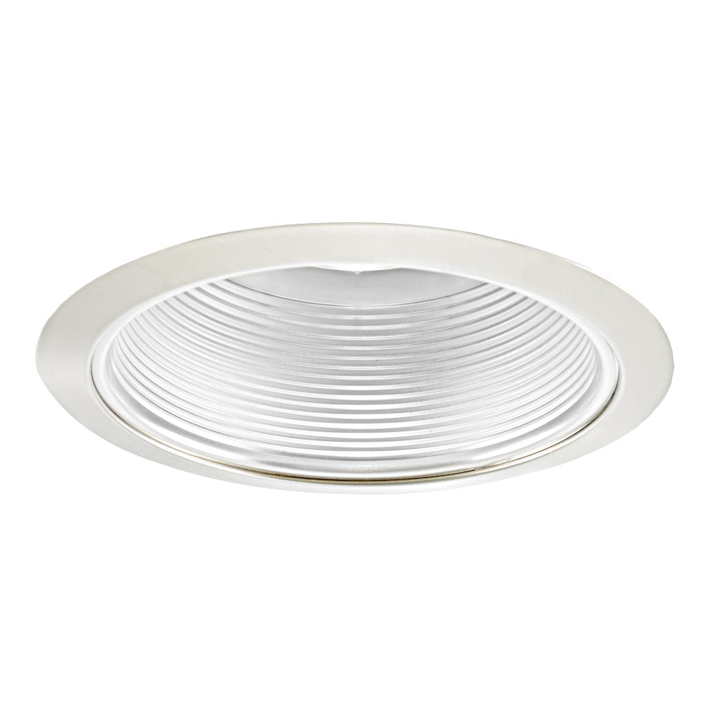 Jesco Lighting Tm609Whwh 6-Inch Aperture Line Voltage Trim Recessed Light, Step Baffled Trim, All White Finish
