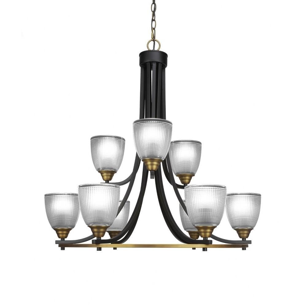 Toltec Lighting Paramount 9 Light Chandelier in Matte Black & Brass (3409-MBBR-500)
