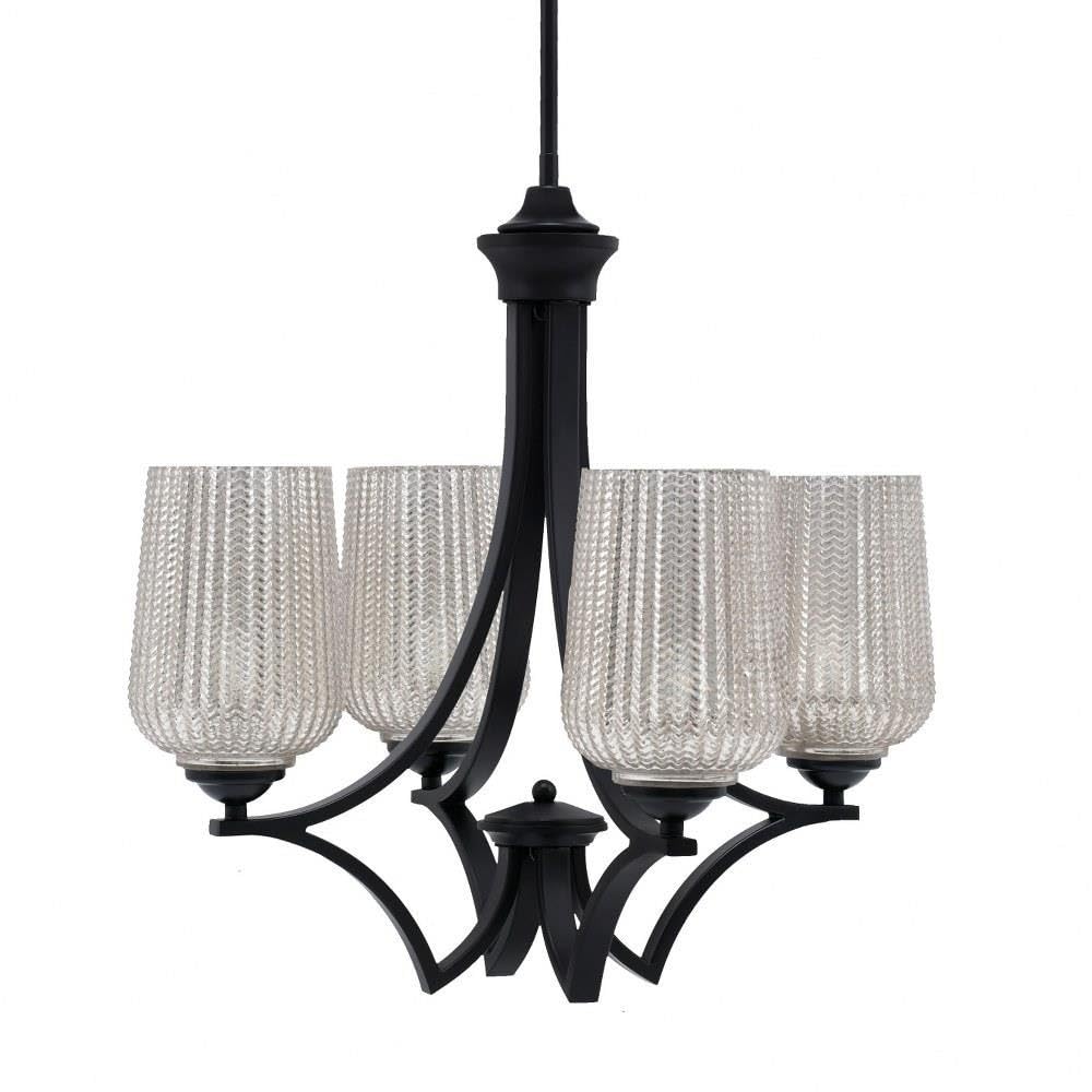 Toltec Lighting 564-Mb-4253 Zilo - 4 Light Uplight Chandelier-19.75 Inches Tall And 20.25 Inches Wide, Finish Color: Matte Black, Glass Color: Silver Textured