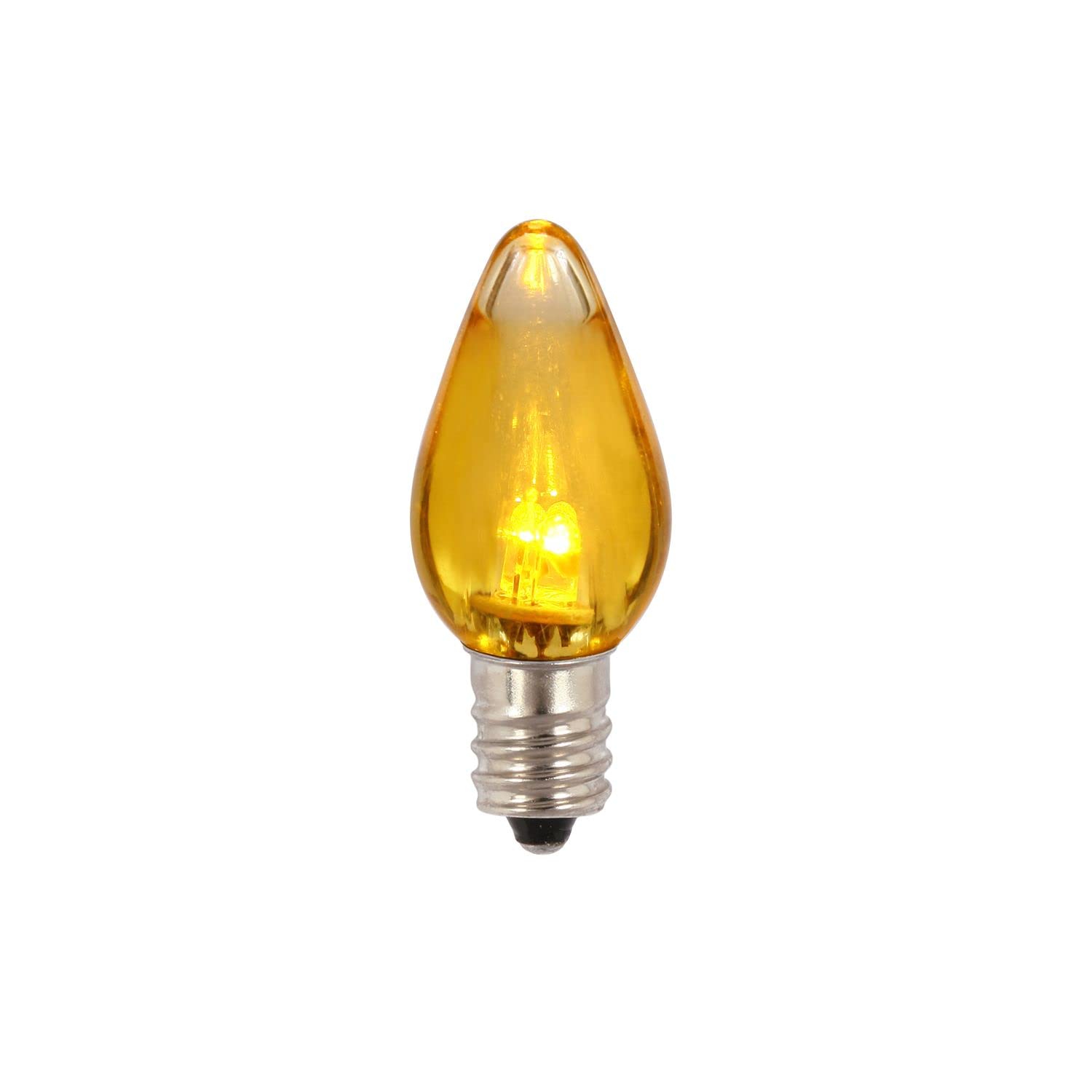 Vickerman C7 Twinkle Transparent Plastic LED Yellow Dimmable Bulb, Package of 25