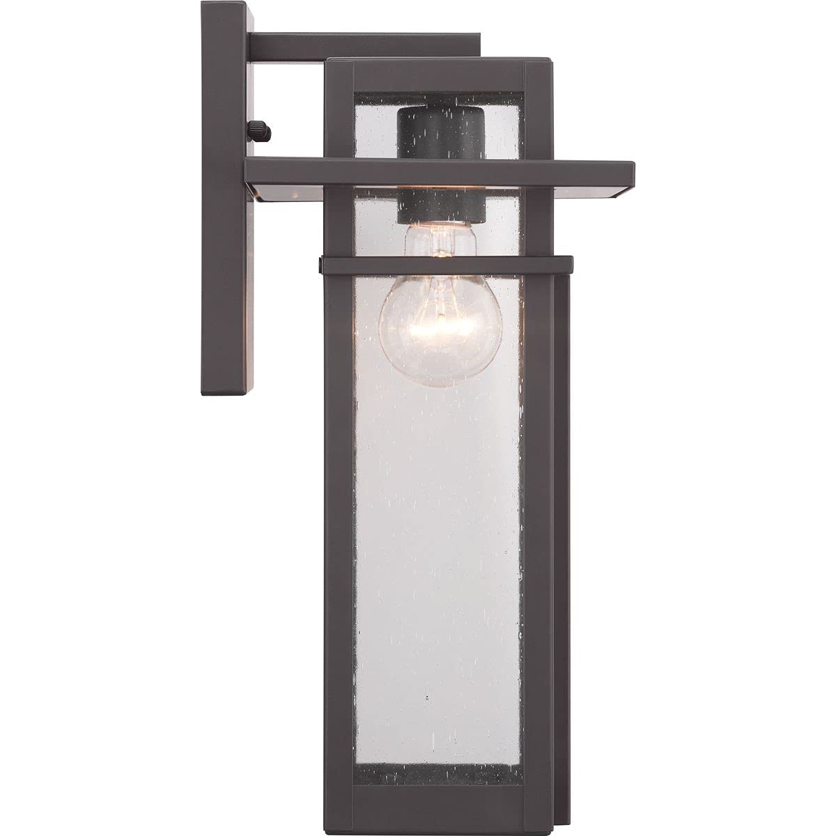 Progress Lighting Boxwood 1-Light Outdoor Wall Lantern, Antique Bronze, Clear Seeded Glass, Model P560111-020, 14.13x7.63x7.63
