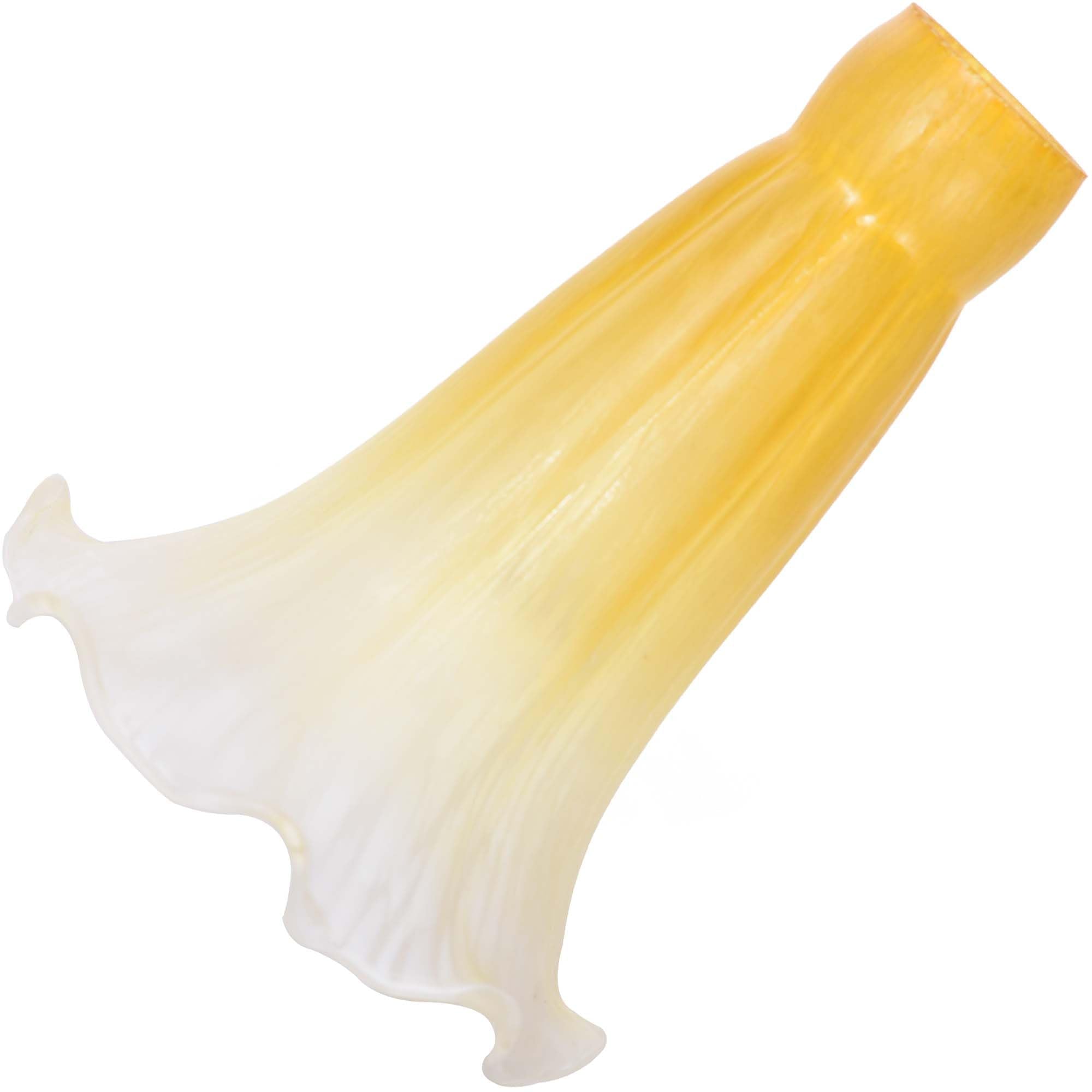 Bieye LS19S Lily Flower Blown Glass Lampshade (Yellow White, Opening I.D. 0.87'' x O.D. 1'')