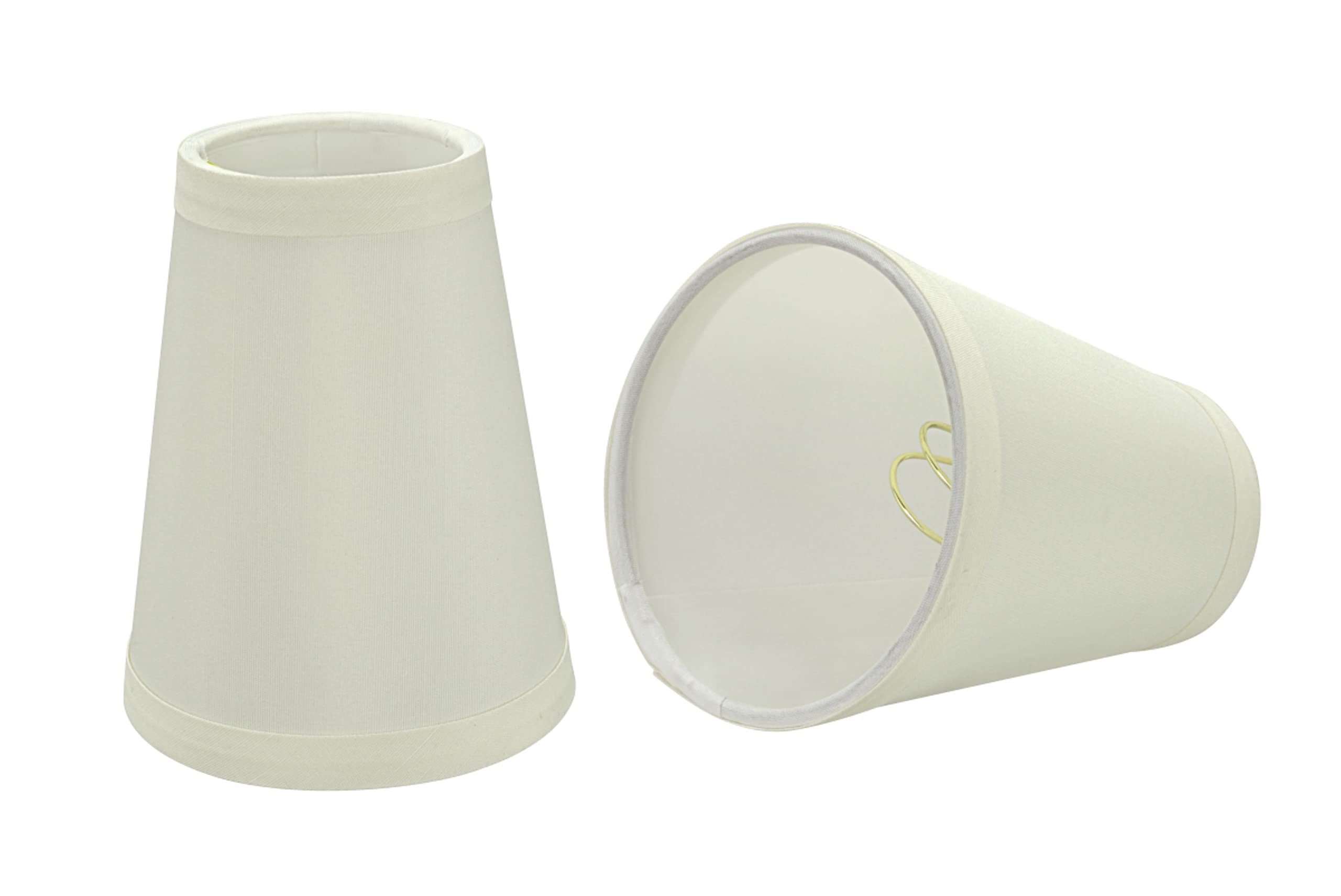 Aspen Creative 32661-2 Small Hardback Empire Shape Chandelier Set (2 Pack), Transitional Design, 4&quot; Bottom Width (2 1/2&quot; x 4&quot; x 5&quot;) Clip ON LAMP Shade, White/Faux Silk Fabric