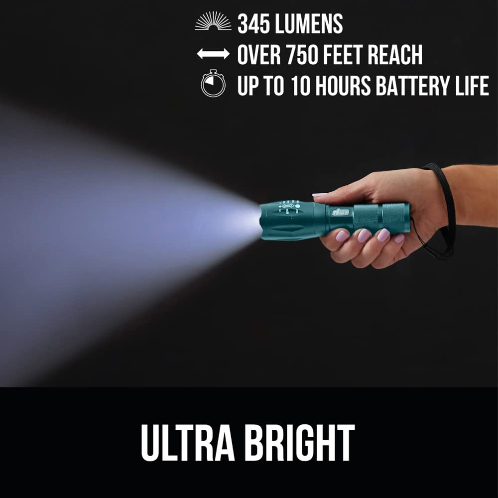Gorilla Grip Led Tactical Handheld Flashlight, High Lumens, Ultra Bright 5 Mode, Long Lasting Water Resistant, 750 Ft Zoom Flash