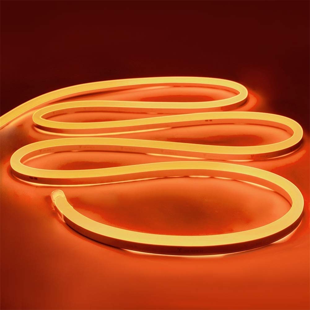 iNextStation 16.4ft Orange Neon LED Strip Lights, Waterproof Silicone, Flexible Mood Lighting for Bedroom, Party, DIY Decor