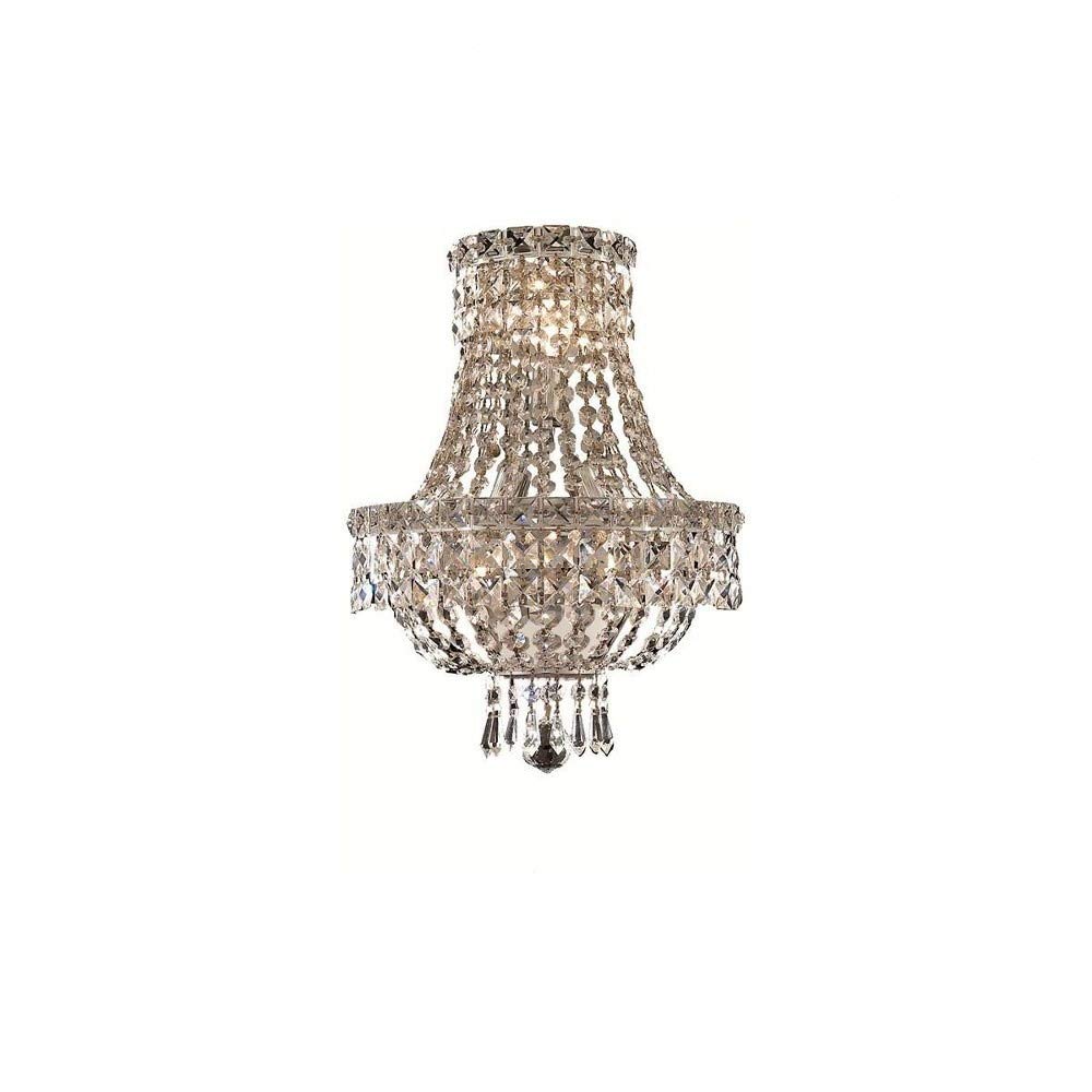 Elegant Lighting Three Light Wall Sconce, Chrome Finish, Royal Cut Crystal, Model V2528W12C/RC, Silver