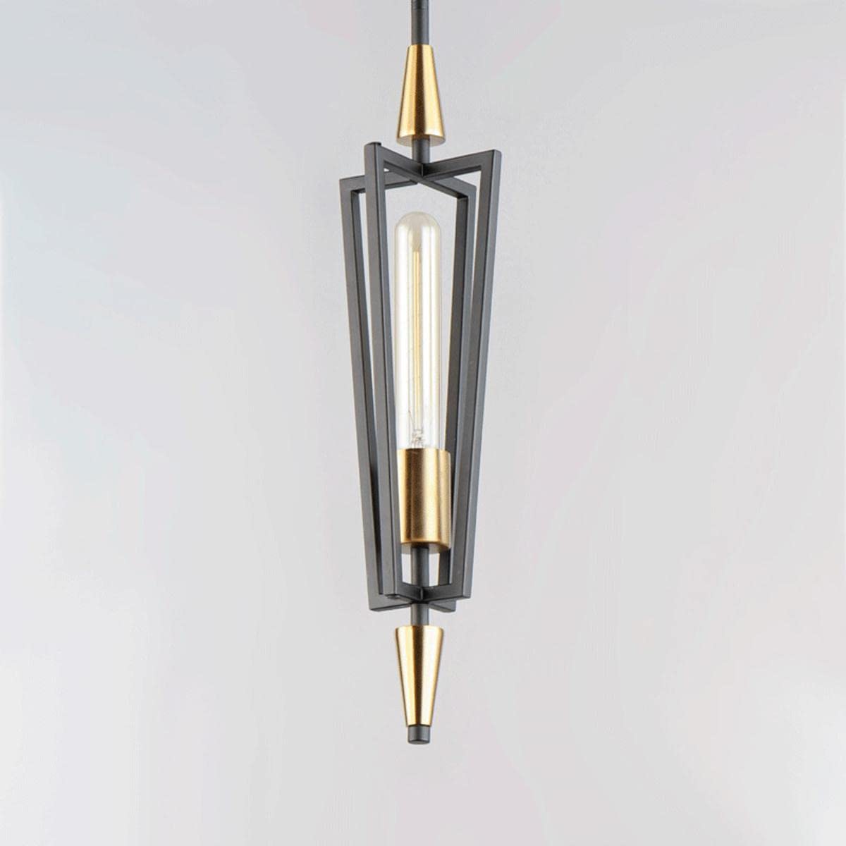 Maxim 1-Light Pendant Light, Alloy Steel, Black/Satin Brass, 4.75in Wide x 18in High, Model 11653BKSBR