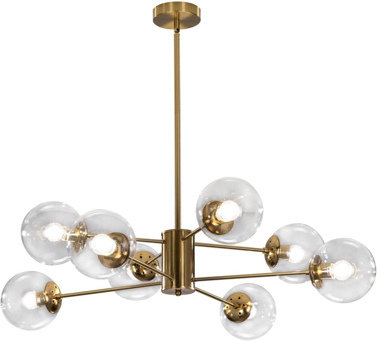 Kco 8-Light Modern Sputnik Chandelier - Gold & Clear Glass Globe Ceiling Pendant Light
