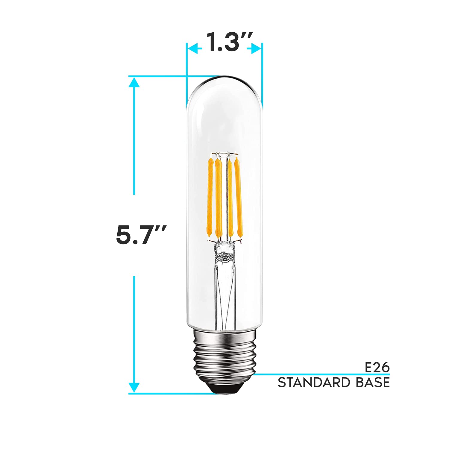 LUXRITE T10 LED Bulb, 5W=60W Equivalent, 3000K Soft White, Glass, E26 Standard Base, 3 Pack