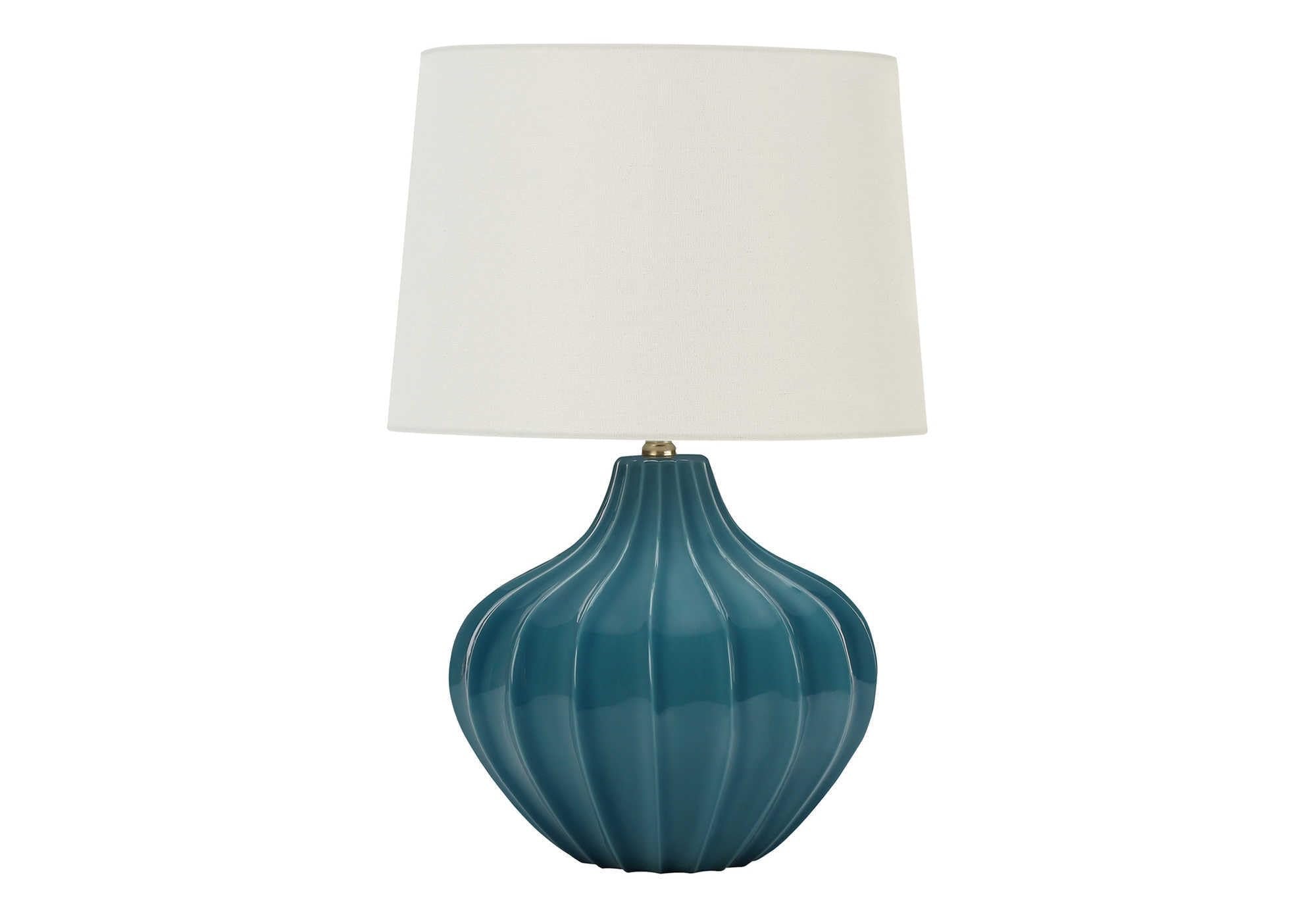 Monarch Specialties 9612 Table Lamp, Blue Ceramic, Ivory Shade, 24.25in H x 16in L x 16in W