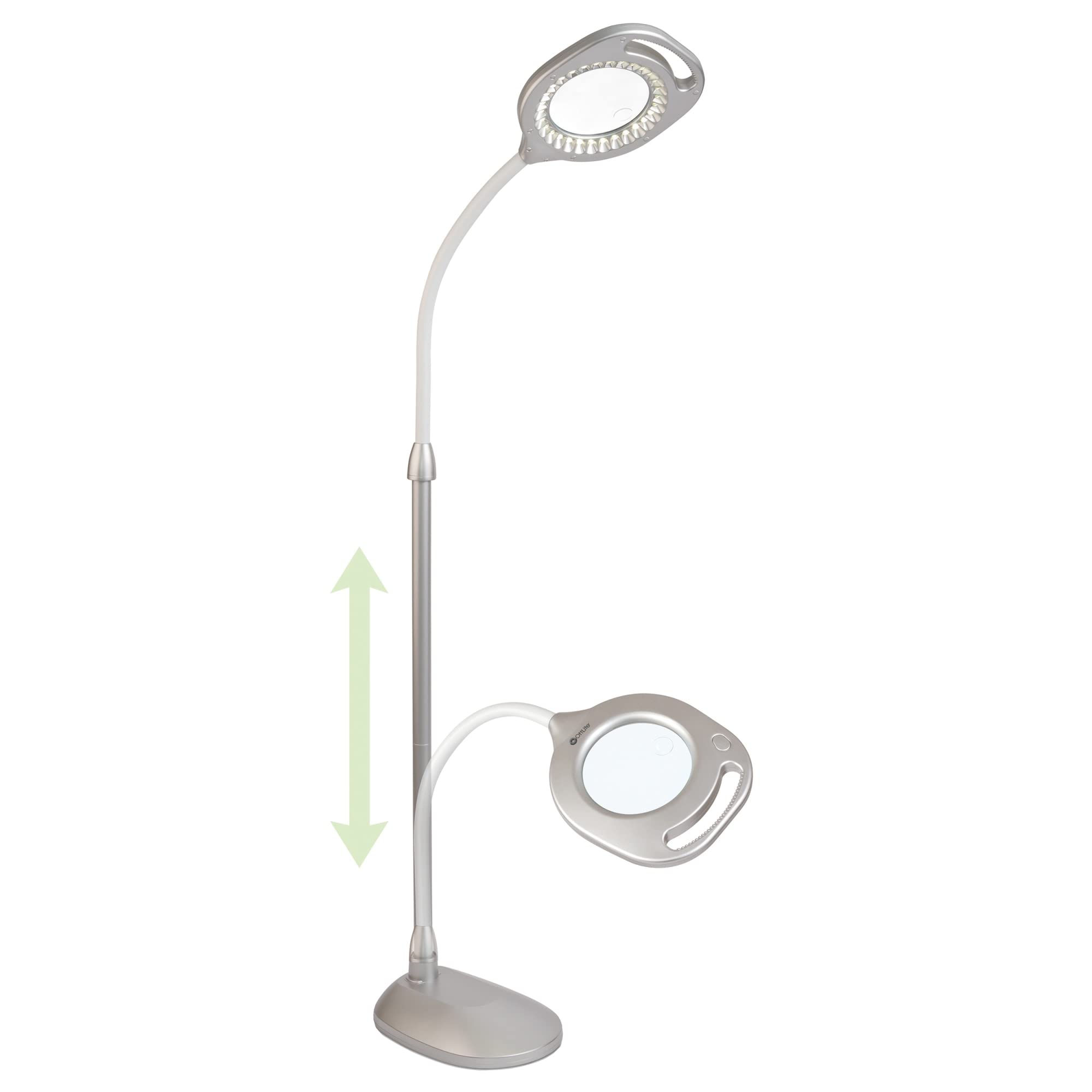 OttLite 2-in-1 LED Magnifier Light, Clearsun Silver, Model CS43828W, Cast & Porcelain Material