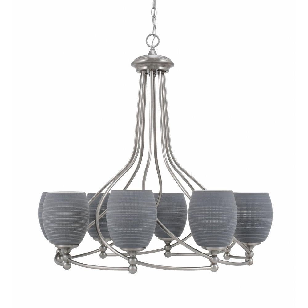 Toltec Lighting 908-BN-4022 Capri - 8 Light Uplight Chandelier-30.5 Inches Tall and 31.5 Inches Wide, Finish Color: Brushed Nickel, Glass Color: Gray Matrix
