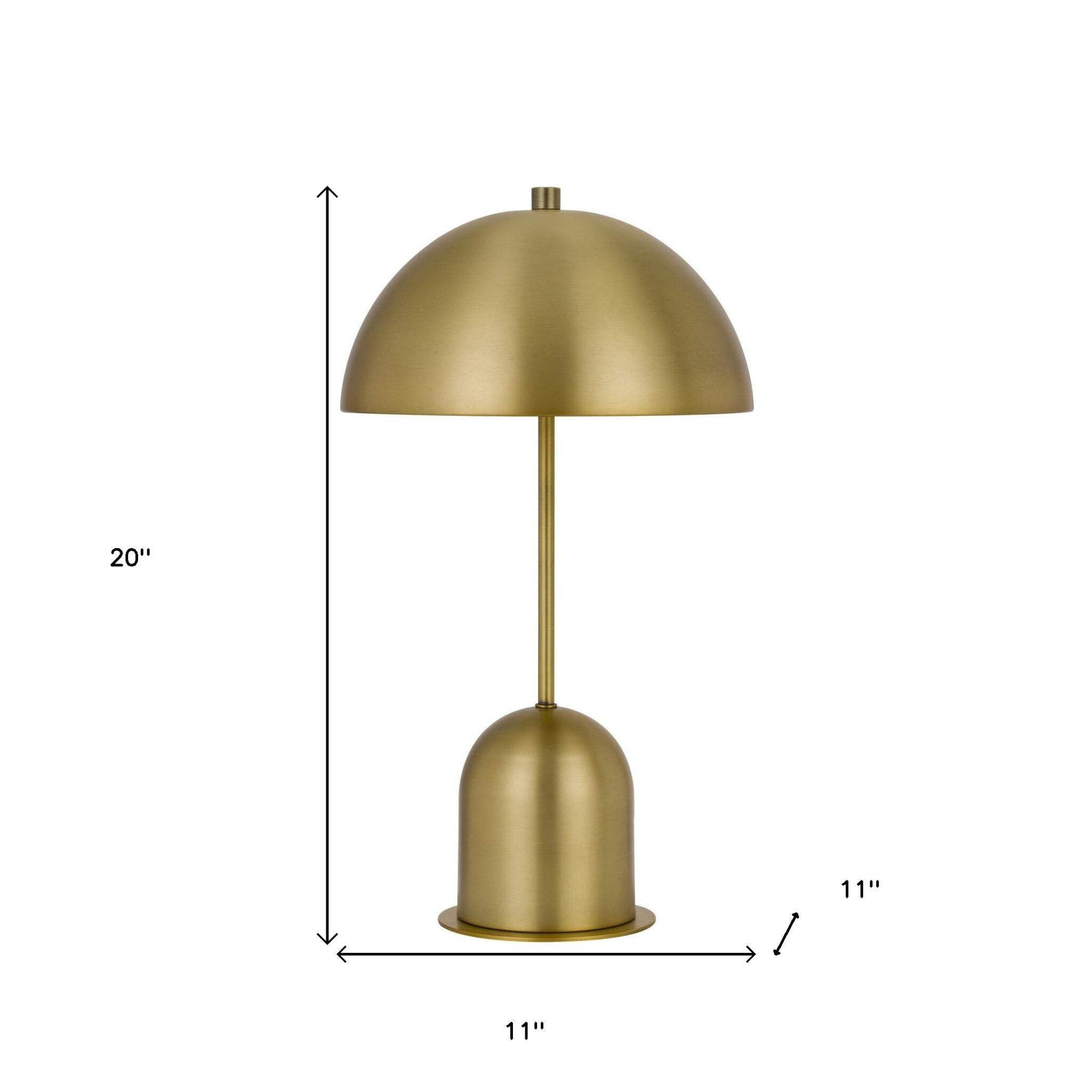 Homeroots 20&quot; Metal Desk Lamp With Antiqued Brass Dome Shade - Stylish Home Lighting